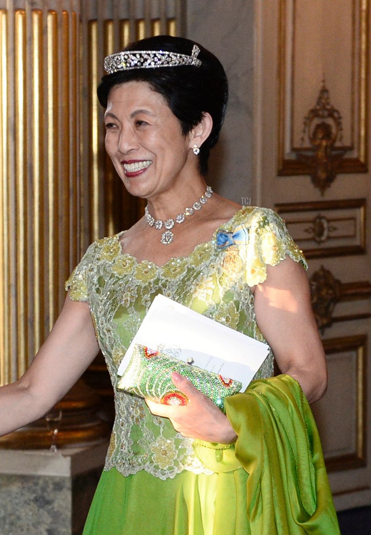 La principessa Takamado del Giappone partecipa a un gala al Palazzo Reale di Stoccolma per il 70° compleanno del re Carl XVI Gustaf di Svezia, 30 aprile 2016 (HENRIK MONTGOMERY/AFP via Getty Images)