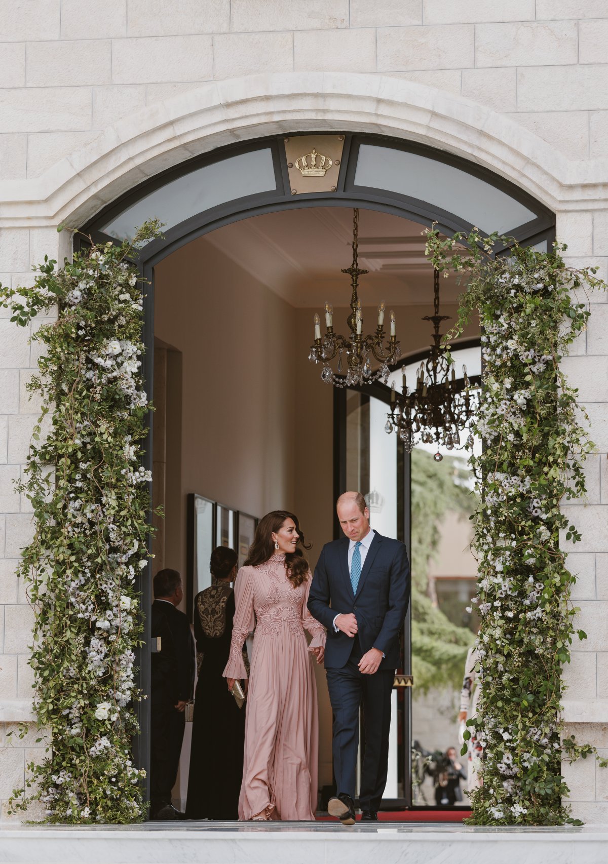 Il Principe e la Principessa del Galles partecipano al matrimonio reale del Principe Ereditario Hussein di Giordania e Rajwa Al-Saif a Zahran Palace ad Amman, 1 giugno 2023 (Royal Hashemite Court)