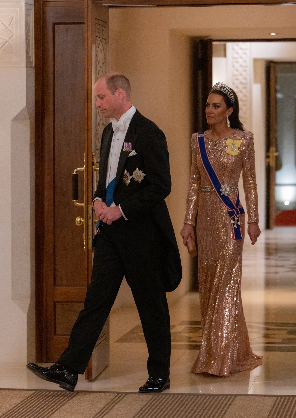 Il Principe e la Principessa del Galles partecipano a un banchetto per celebrare il matrimonio del Principe Ereditario Hussein e della Principessa Rajwa ad Amman, 1 giugno 2023 (Royal Hashemite Court)