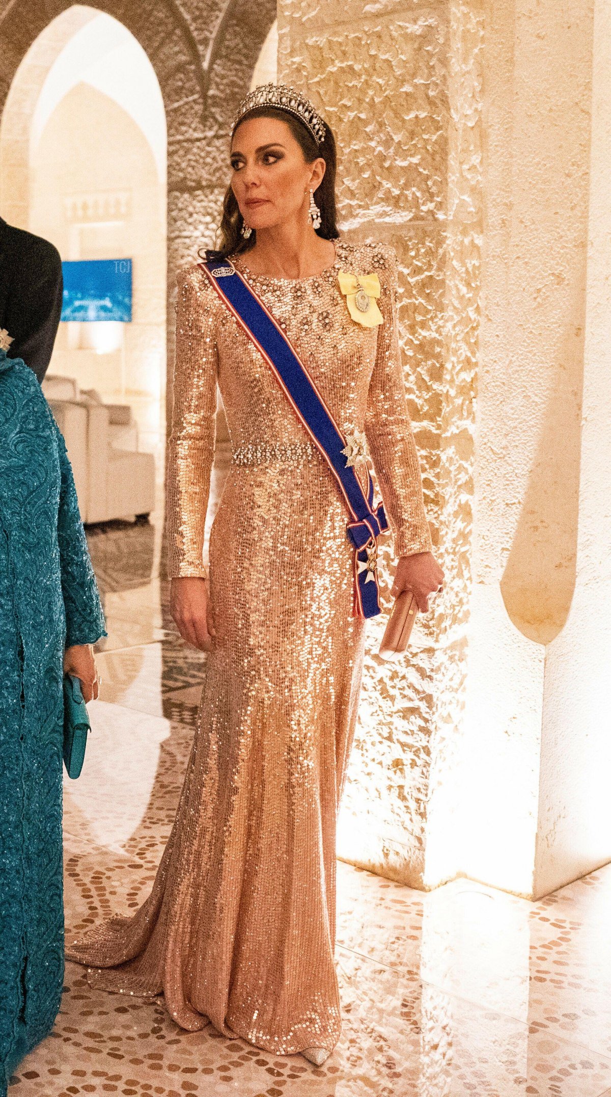 La Principessa del Galles partecipa a un banchetto per celebrare il matrimonio del Principe Ereditario Hussein e della Principessa Rajwa ad Amman, 1 giugno 2023 (Royal Hashemite Court/Albert Nieboer/DPA Picture Alliance/Alamy)