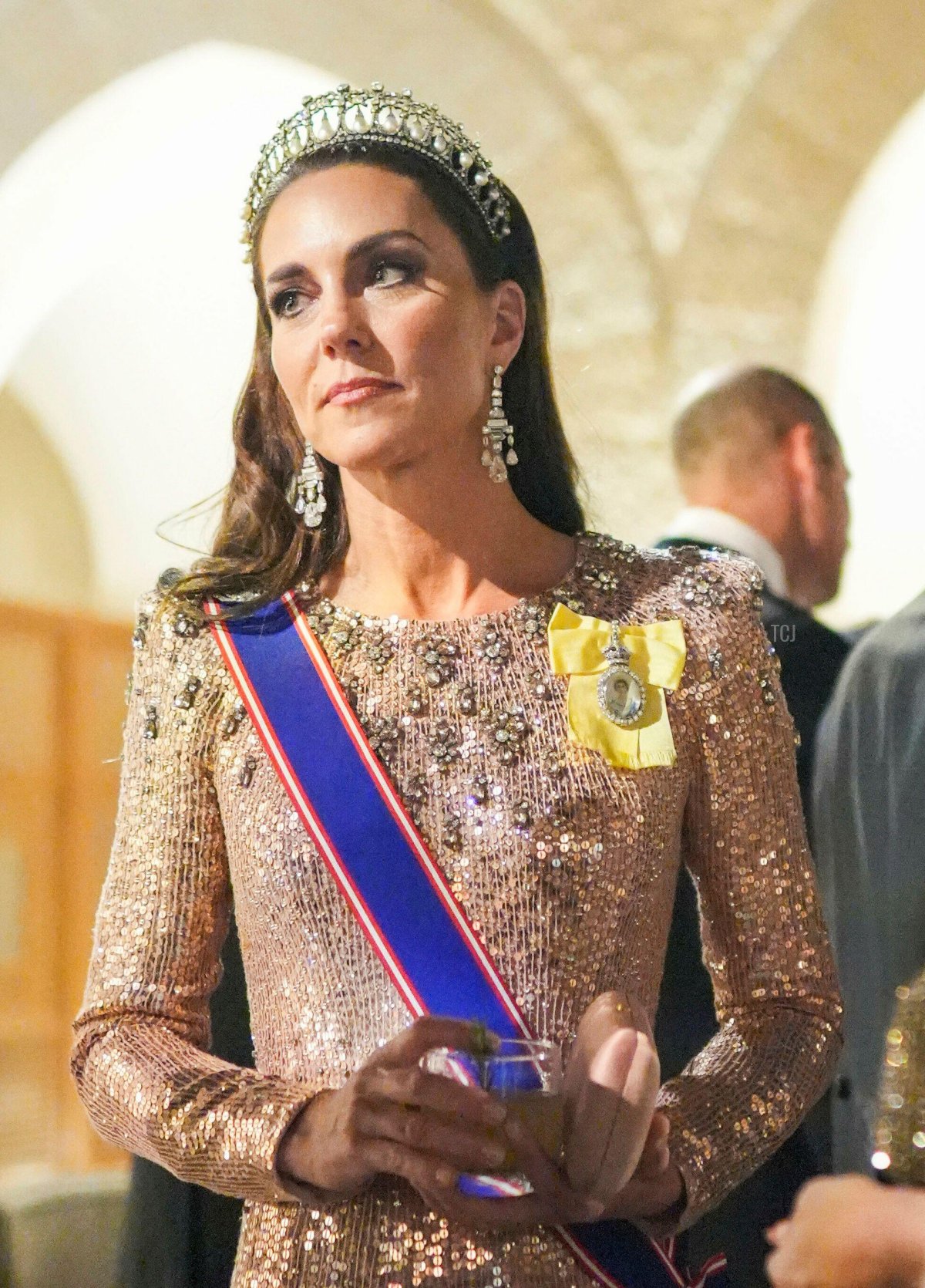 La Principessa del Galles partecipa a un banchetto per celebrare il matrimonio del Principe Ereditario Hussein e della Principessa Rajwa ad Amman, 1 giugno 2023 (Royal Hashemite Court/Albert Nieboer/DPA Picture Alliance/Alamy)