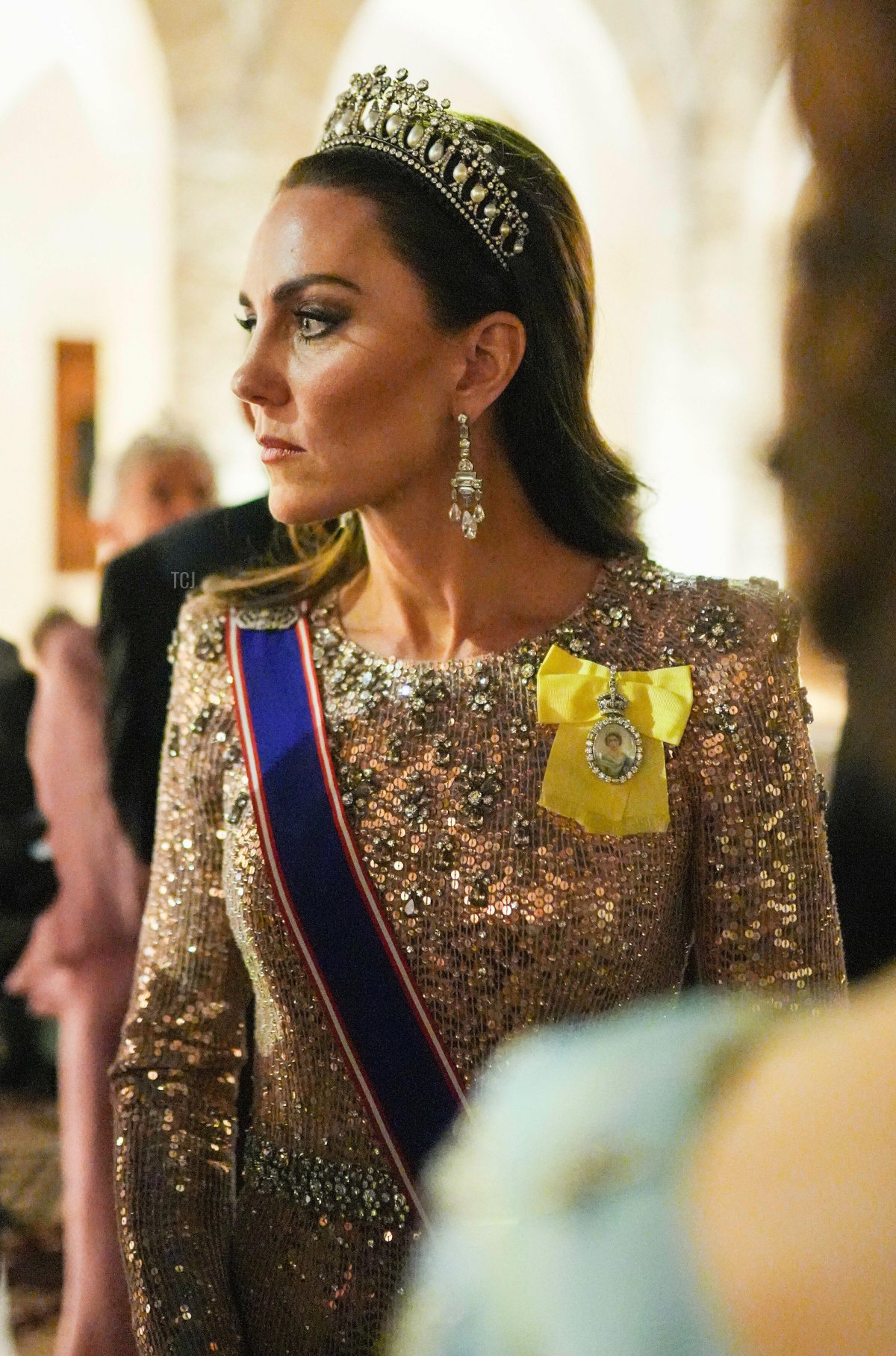 La Principessa del Galles partecipa a un banchetto per celebrare il matrimonio del Principe Ereditario Hussein e della Principessa Rajwa ad Amman, 1 giugno 2023 (Royal Hashemite Court/Albert Nieboer/DPA Picture Alliance/Alamy)