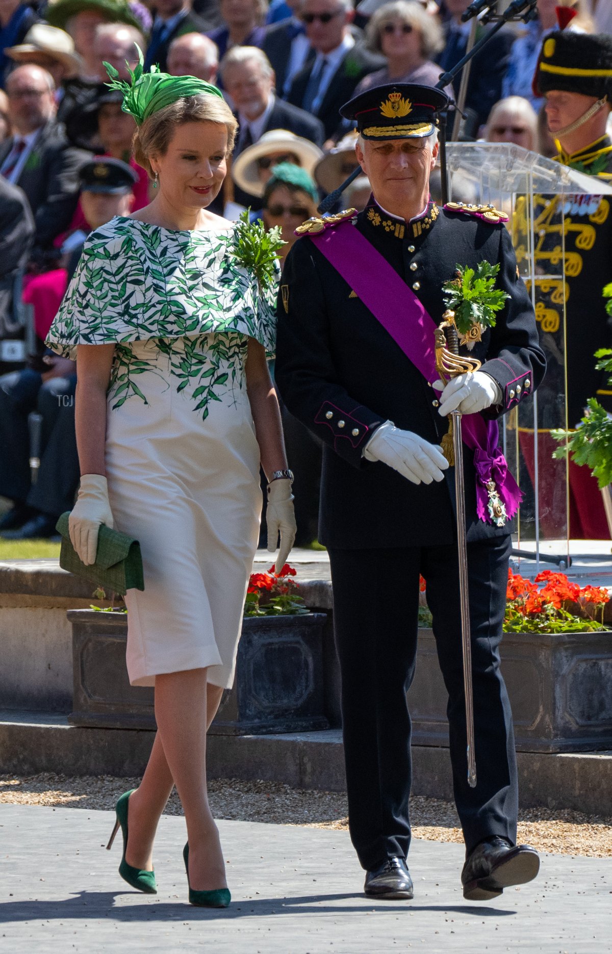 Il Re e la Regina dei Belgians partecipano alla Parata annuale del Fondatore presso il Royal Hospital Chelsea a Londra l'8 giugno 2023 (Carl Court/Getty Images)