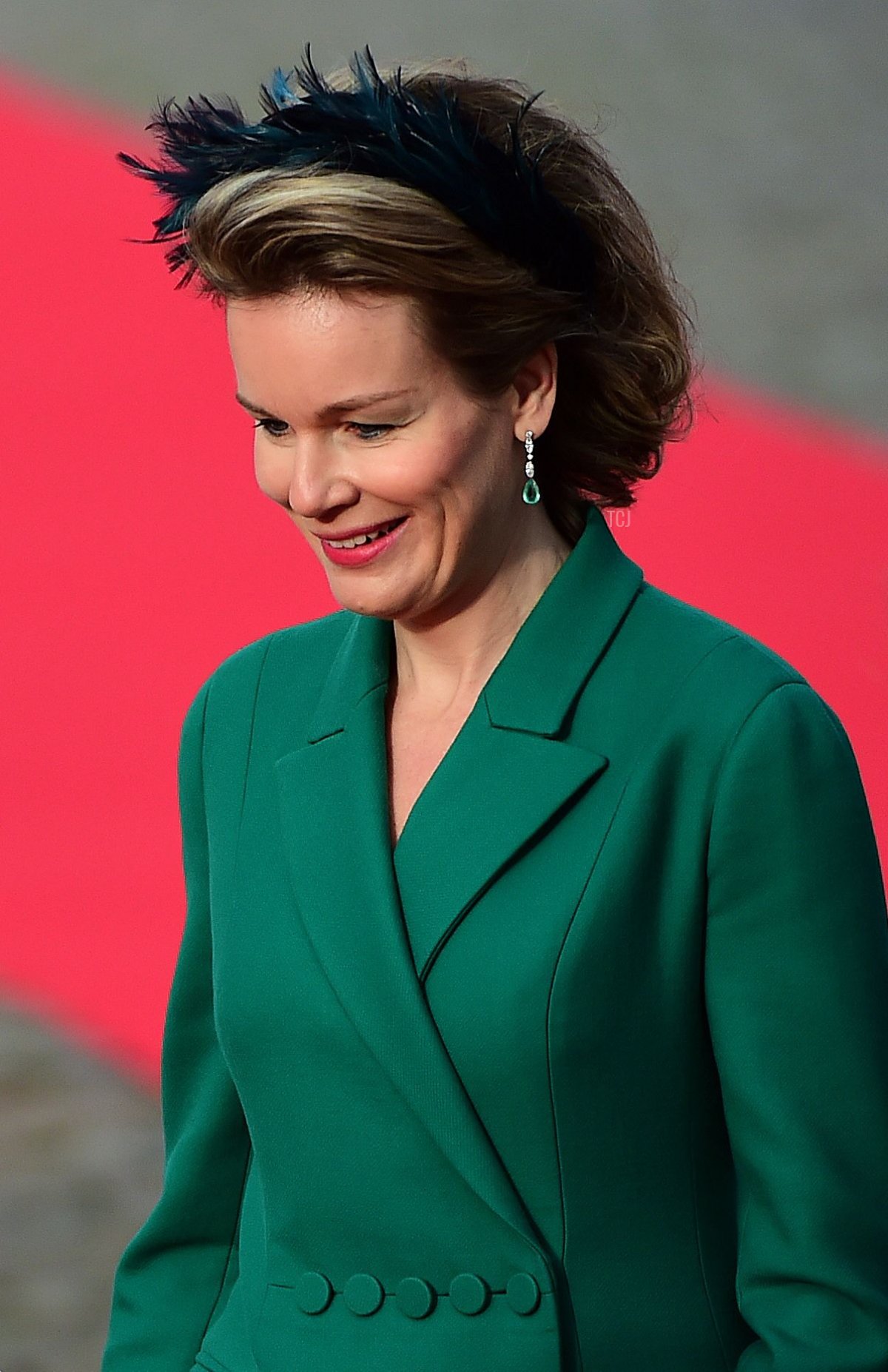 La Regina dei Belgians è fotografata durante una cerimonia di benvenuto ufficiale per il Re e la Regina di Spagna presso il Palazzo Reale a Bruxelles il 12 novembre 2014 (EMMANUEL DUNAND/AFP via Getty Images)