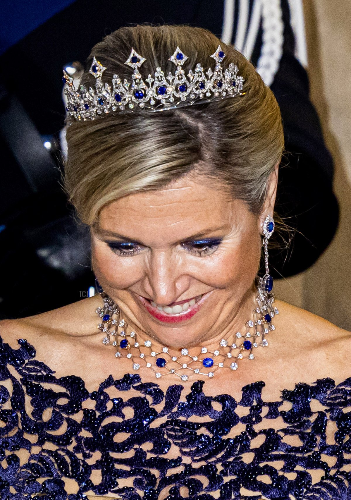 La Regina Máxima dei Paesi Bassi partecipa a una cena di gala per il Corpo Diplomatico al Palazzo Reale il 14 giugno 2023 ad Amsterdam (Patrick van Katwijk/Getty Images)