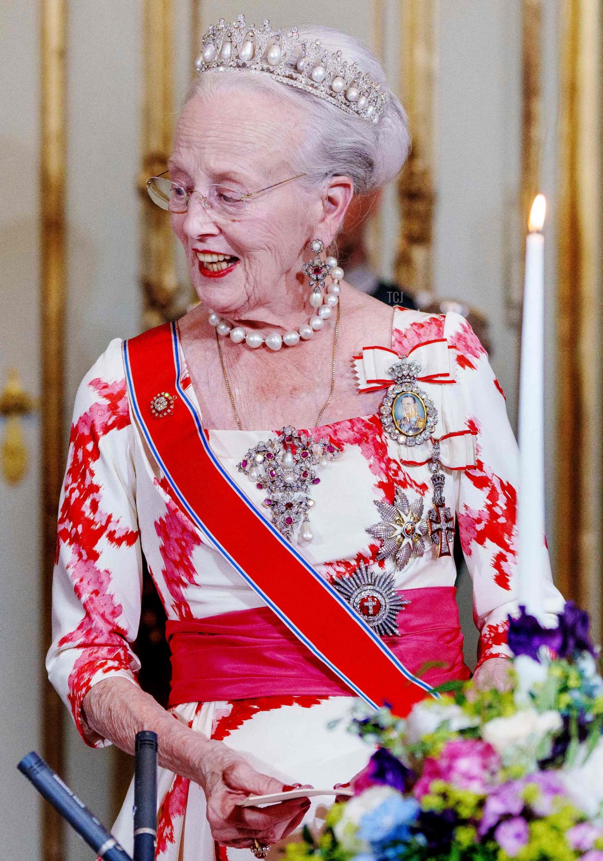 Queen Margrethe II of Denmark delivers a speech during a gala dinner in the Knight's Hall at Amalienborg Palace in Copenhagen on June 15, 2023 (LISELOTTE SABROE/Ritzau Scanpix/AFP via Getty Images)