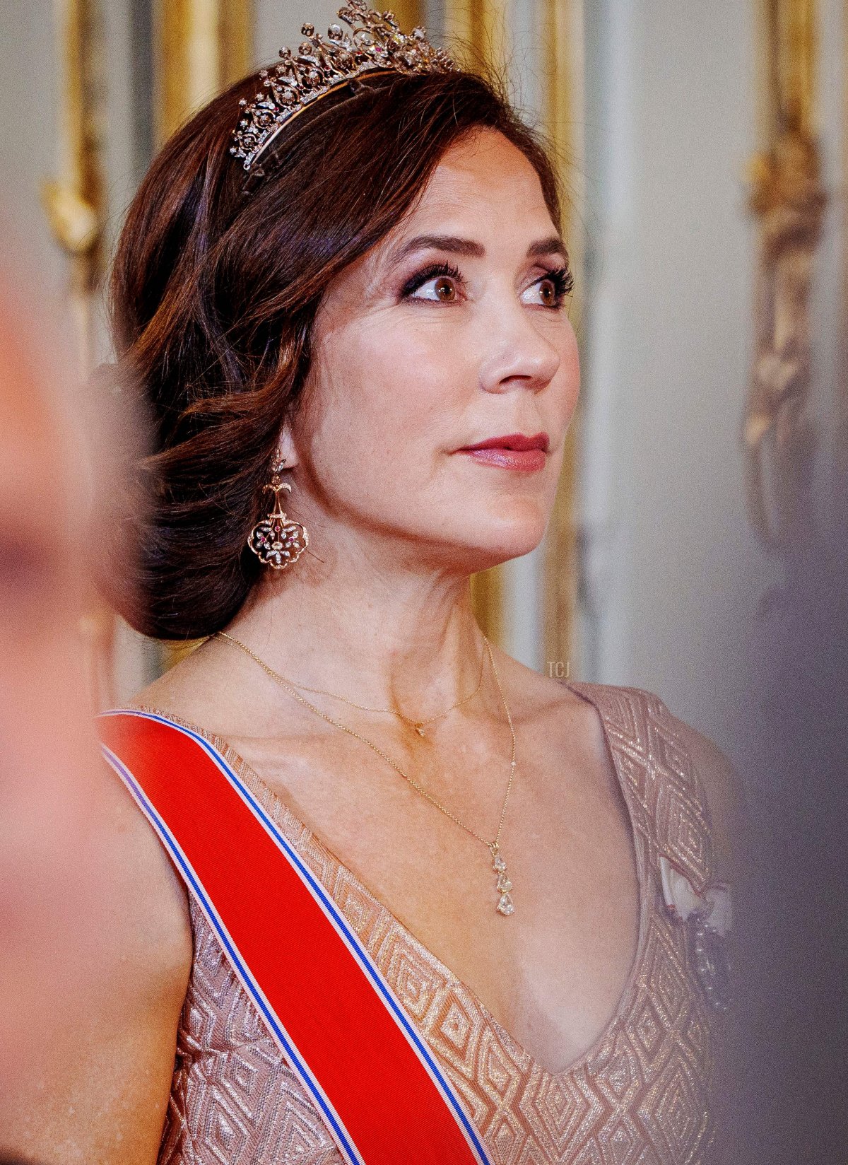 Crown Princess Mary of Denmark attends a gala dinner at Amalienborg Palace in Copenhagen on June 15, 2023 (LISELOTTE SABROE/Ritzau Scanpix/AFP via Getty Images)