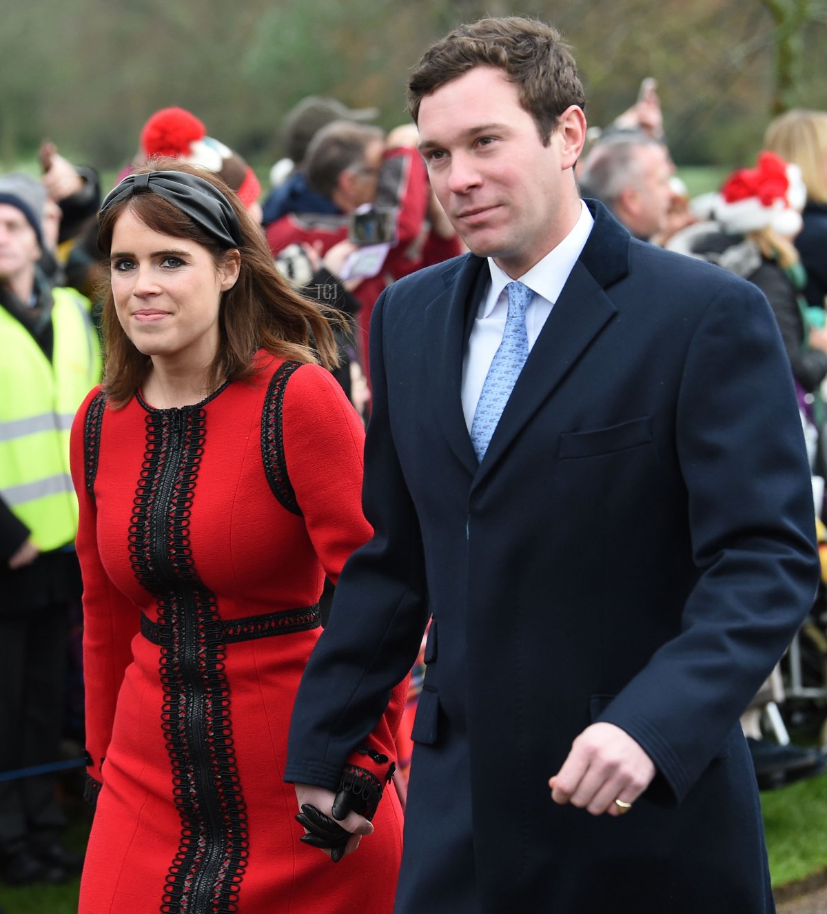 La Principessa Eugenie e Jack Brooksbank partecipano a un servizio religioso natalizio a St. Mary Magdalene vicino alla tenuta di Sandringham nel Norfolk, 25 dicembre 2018 (PAUL ELLIS/AFP via Getty Images)