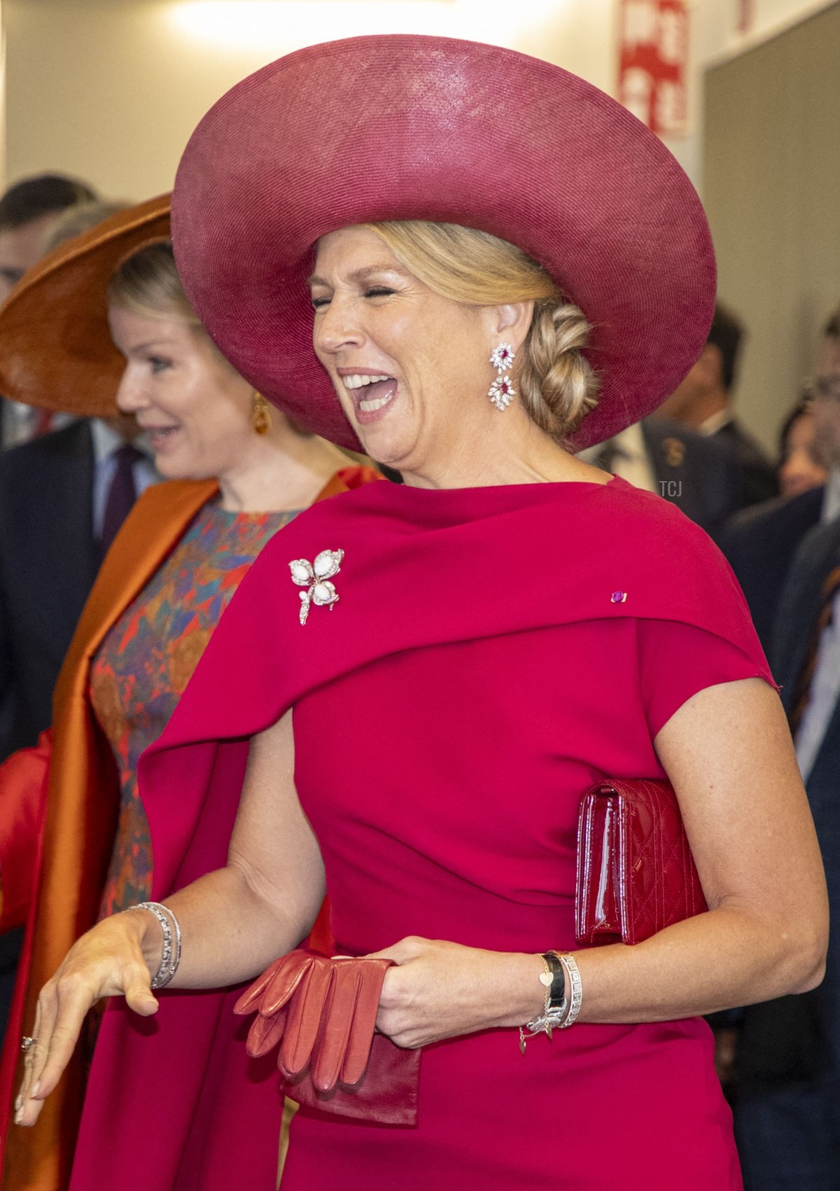 La Regina dei Paesi Bassi è fotografata durante una visita all'Imec a Leuven nel terzo e ultimo giorno della visita ufficiale del coppia reale olandese in Belgio, 22 giugno 2023 (NICOLAS MAETERLINCK/BELGA MAG/AFP via Getty Images)