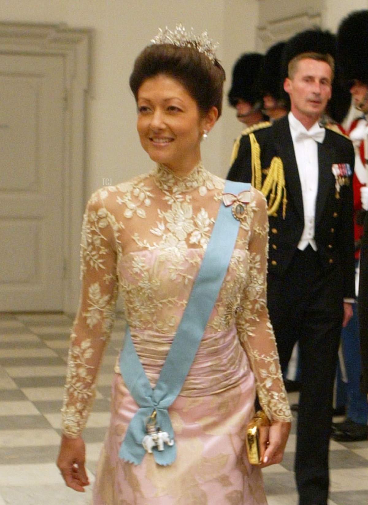 Principessa Alexandra di Danimarca partecipa a una cena celebrativa presso il Palazzo di Christiansborg il 11 maggio 2004, in onore del prossimo matrimonio del Principe Ereditario Frederik e della signorina Mary Elizabeth Donaldson (Sean Gallup/Getty Images)