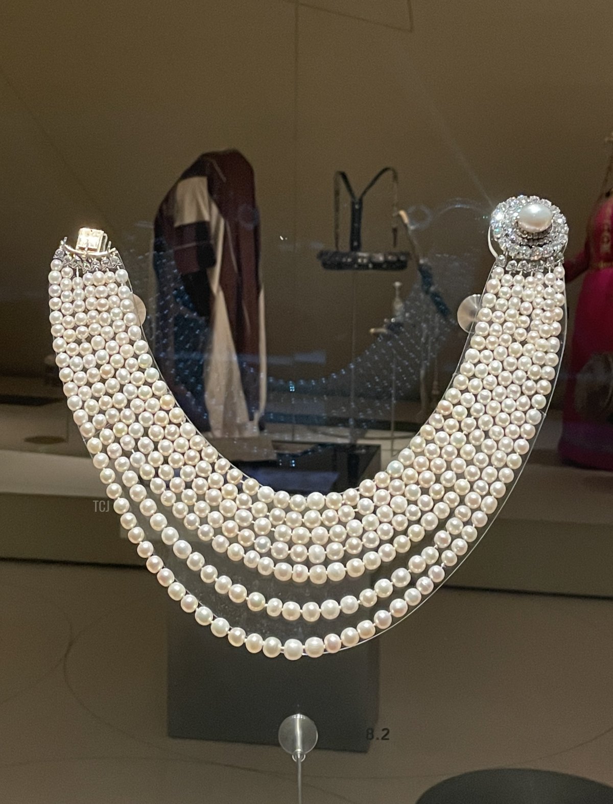 Una collana di perle a sette file è esposta presso il Museo Nazionale del Qatar, 2023 (Foto gentilmente condivisa)