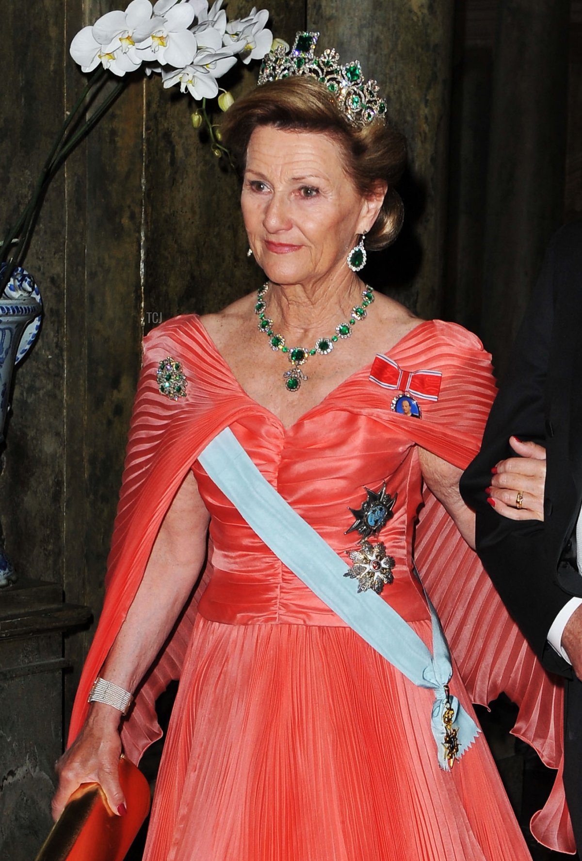 Regina Sonja di Norvegia partecipa al banchetto nuziale per la Principessa Coronata Victoria e il Principe Daniel di Svezia a Stoccolma il 19 giugno 2010 (Pascal Le Segretain/Getty Images)