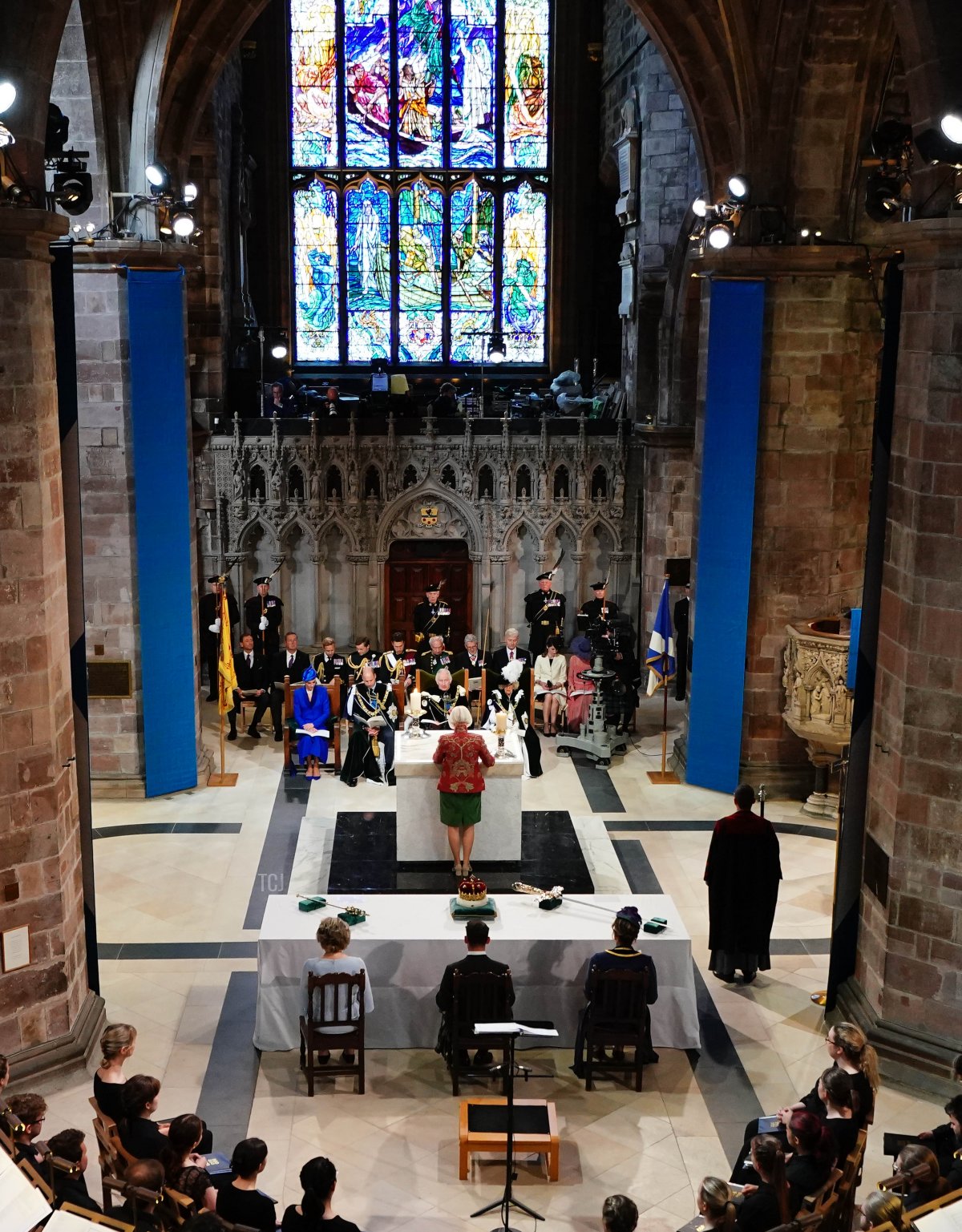 Il Re e la Regina e il Duca e la Duchessa di Rothesay partecipano a un servizio di ringraziamento e dedicazione presso la Cattedrale di St Giles a Edimburgo il 5 luglio 2023 (Aaron Chown - Pool/Getty Images)