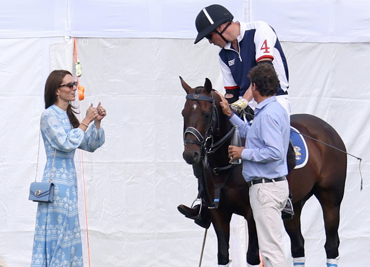 Il Principe e la Principessa del Galles partecipano alla Out-Sourcing Inc. Royal Charity Polo Cup 2023 al Guards Polo Club il 6 luglio 2023 a Egham, Inghilterra (Charlie Crowhurst/Getty Images)