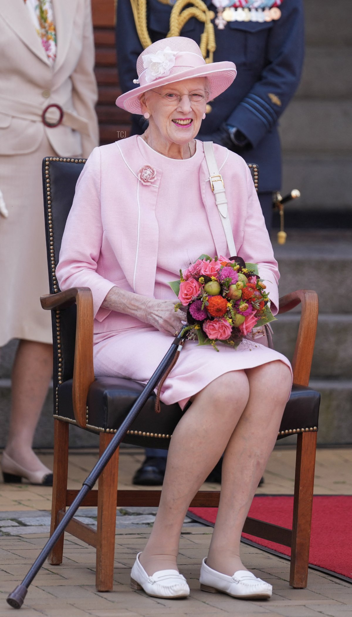 La regina Margherita II di Danimarca arriva a Graasten Torv il 18 luglio 2023 (CLAUS FISKER/Ritzau Scanpix/AFP via Getty Images)