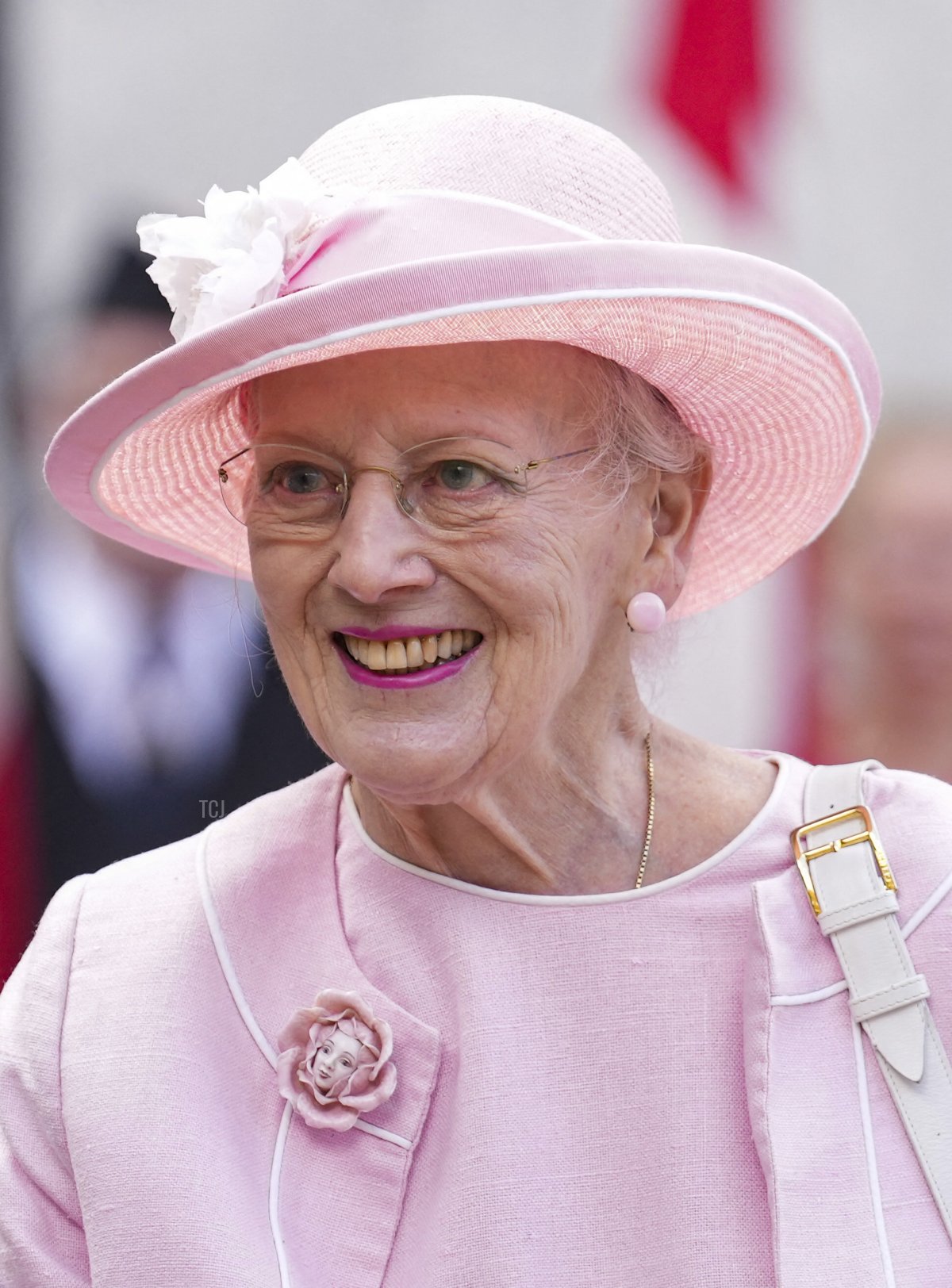 La regina Margherita II di Danimarca arriva a Graasten Torv il 18 luglio 2023 (CLAUS FISKER/Ritzau Scanpix/AFP via Getty Images)