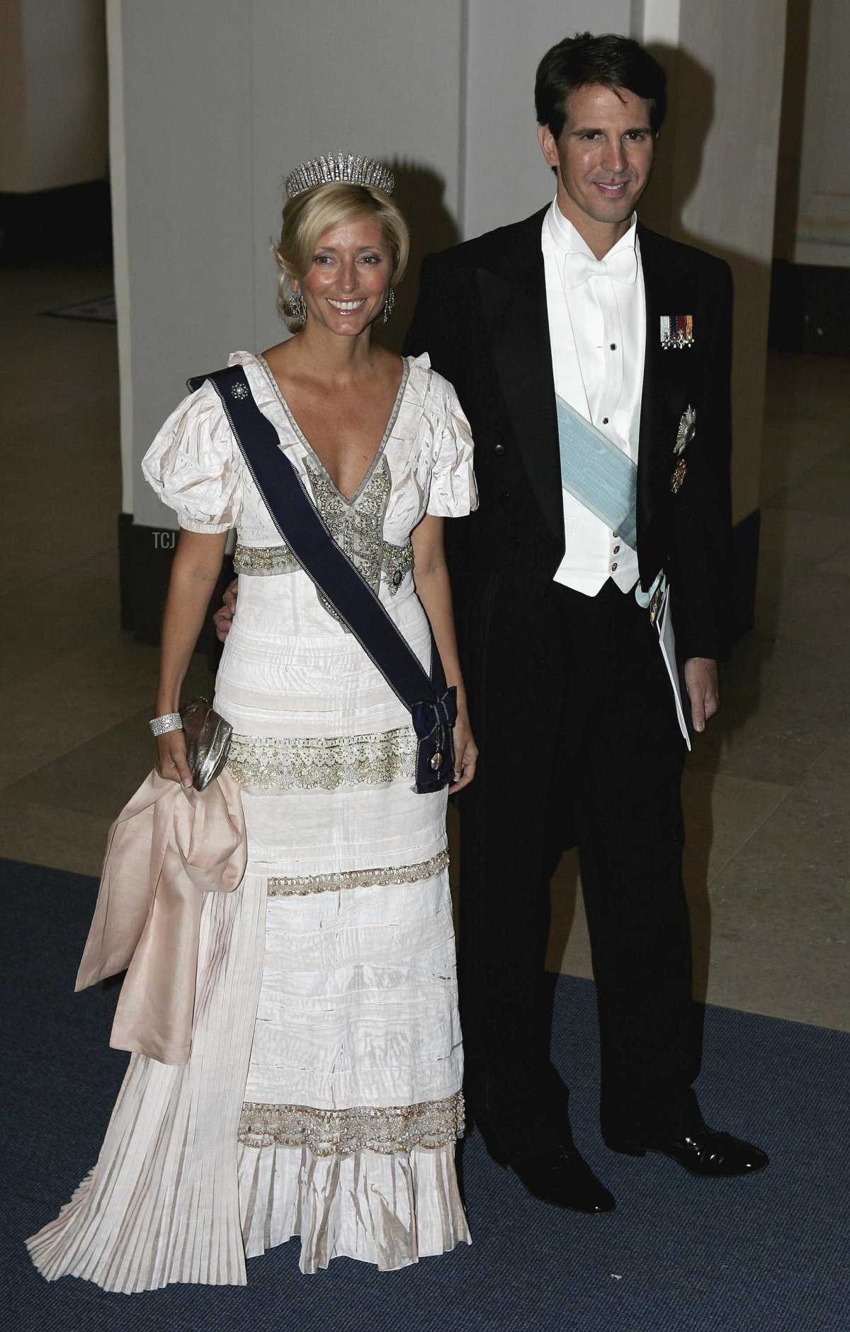 La Principessa di Gallia Marie-Chantal e il Principe di Gallia Pavlos partecipano a una cena di gala per celebrare il 60° compleanno del Re Carl XVI di Svezia a Stoccolma il 30 Aprile 2006 (Chris Jackson/Getty Images)