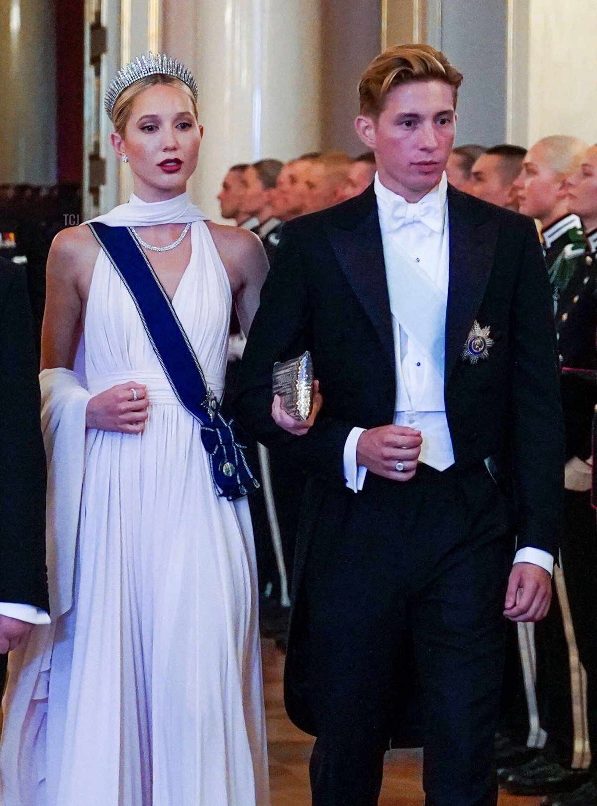 La Principessa Maria-Olympia e il Principe Costantino-Alexios partecipano a una cena di gala a Oslo per la Principessa Ingrid Alexandra di Norvegia, 17 Giugno 2022 (Lise Aaserud/NTB/Alamy)