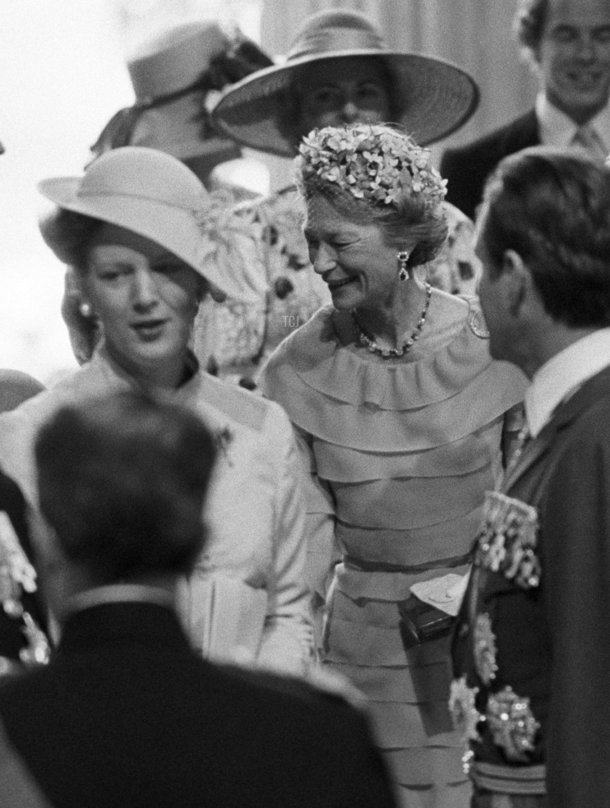 La Regina Margherita II di Danimarca e la Granduchessa Josephine-Charlotte di Lussemburgo arrivano alla Cattedrale di St. Paul per il matrimonio del Principe di Galles e di Lady Diana Spencer, 29 luglio 1981 (PA Images/Alamy)