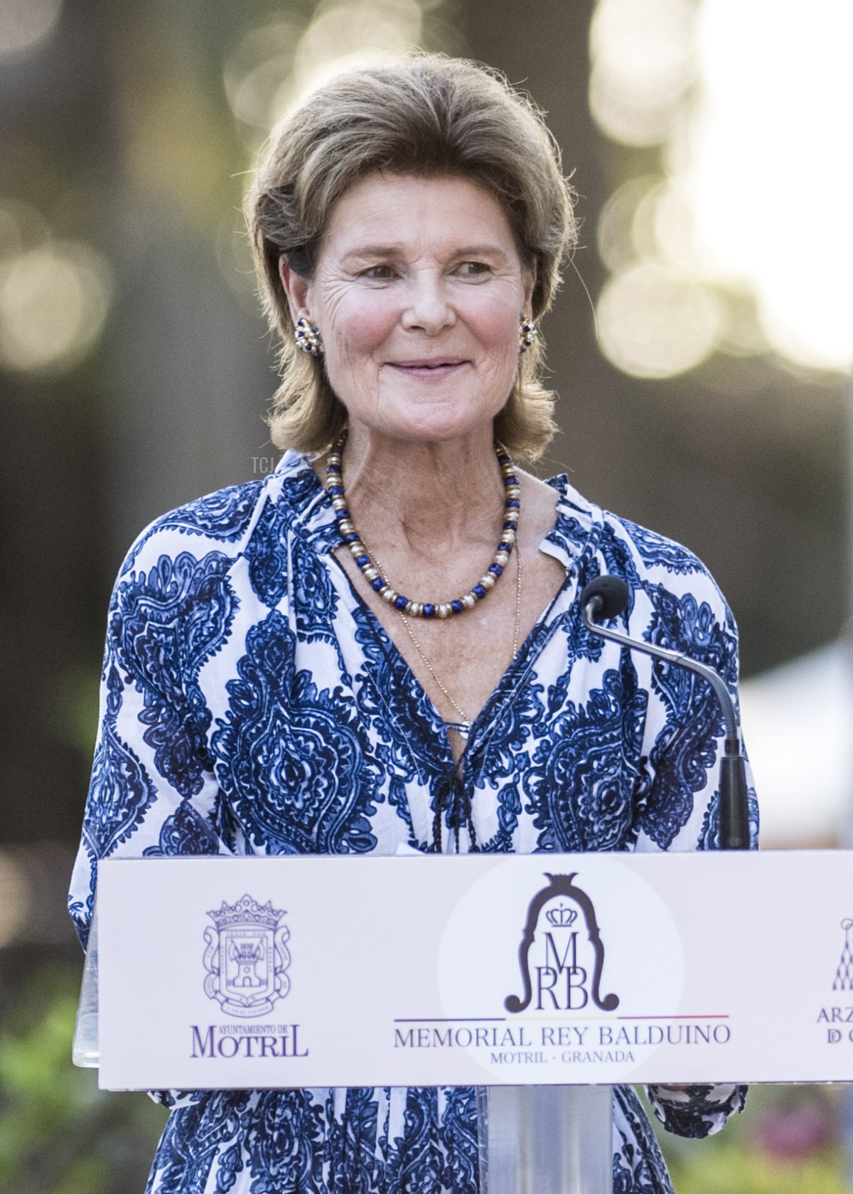 La Principessa Margaretha di Liechtenstein partecipa a un evento commemorativo il 31 luglio 2023 a Motril, Spagna, in occasione del 30° anniversario della morte del Re Baudouin del Belgio (Carlos Gil/Getty Images)