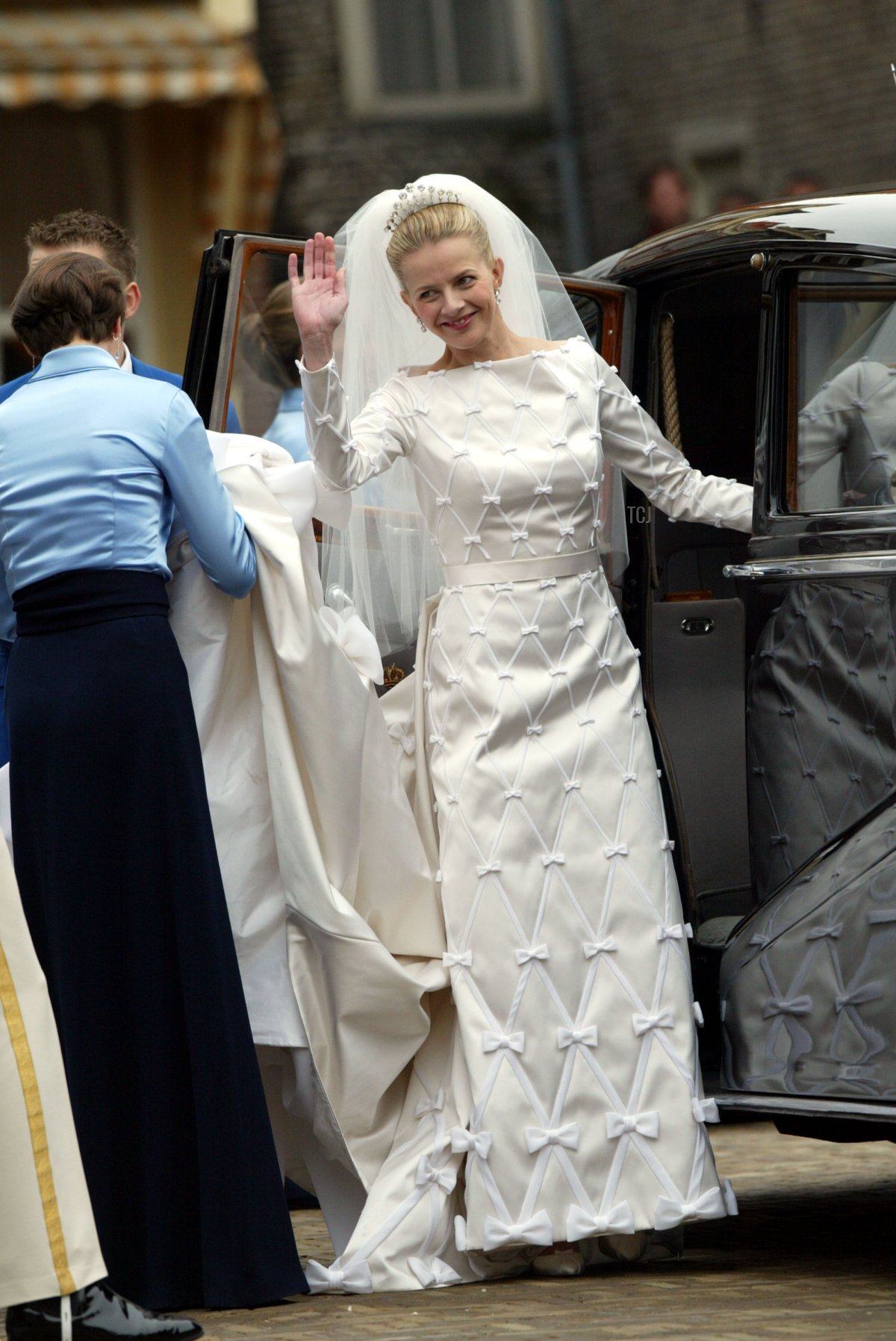 La Principessa Mabel è ritratta nel giorno del suo matrimonio con il Principe Friso a Delft, 24 Aprile 2004 (Michel Porro/Getty Images)