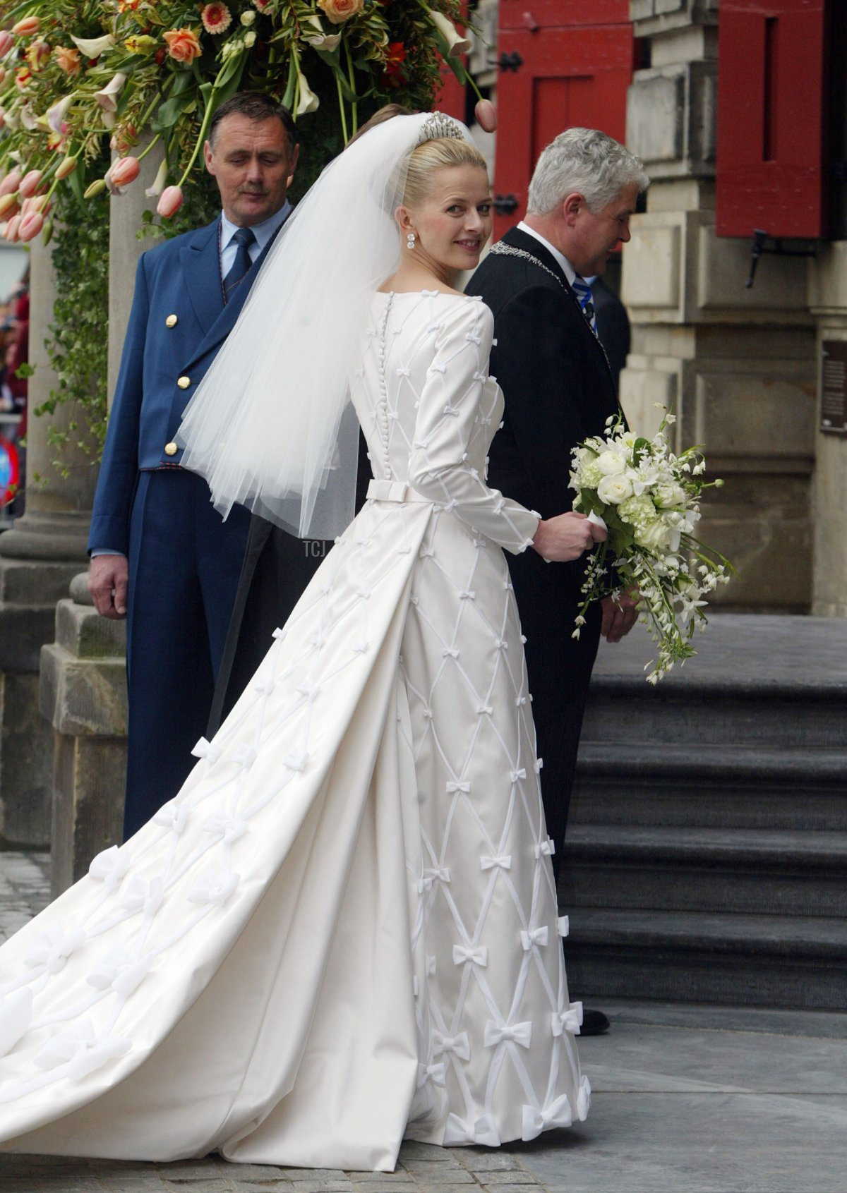 La Principessa Mabel è ritratta nel giorno del suo matrimonio con il Principe Friso a Delft, 24 Aprile 2004 (Michel Porro/Getty Images)