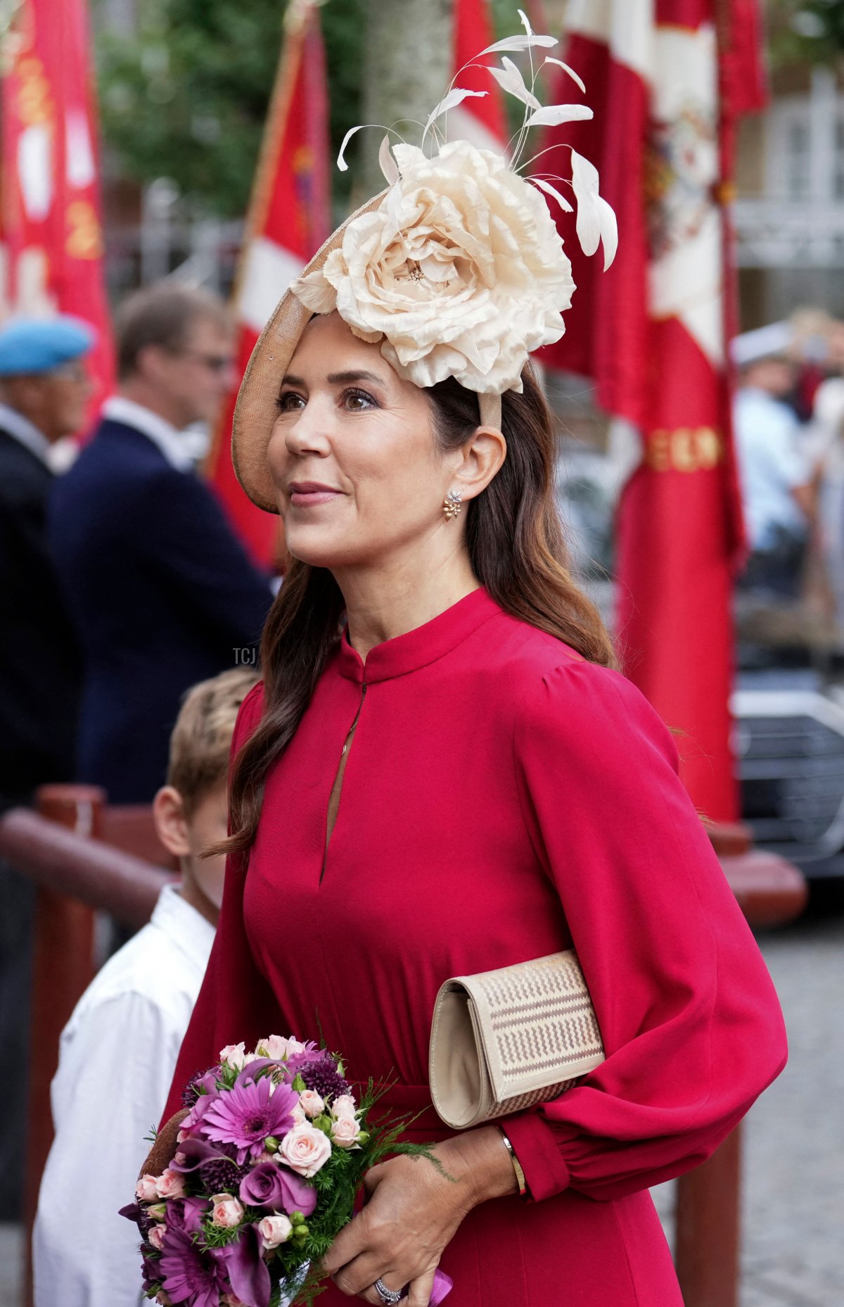 La Principessa Ereditaria Mary di Danimarca partecipa alla celebrazione del 250° anniversario di Christiansfeld nel Jutland meridionale, il 13 agosto 2023 (CLAUS FISKER/Ritzau Scanpix/AFP via Getty Images)