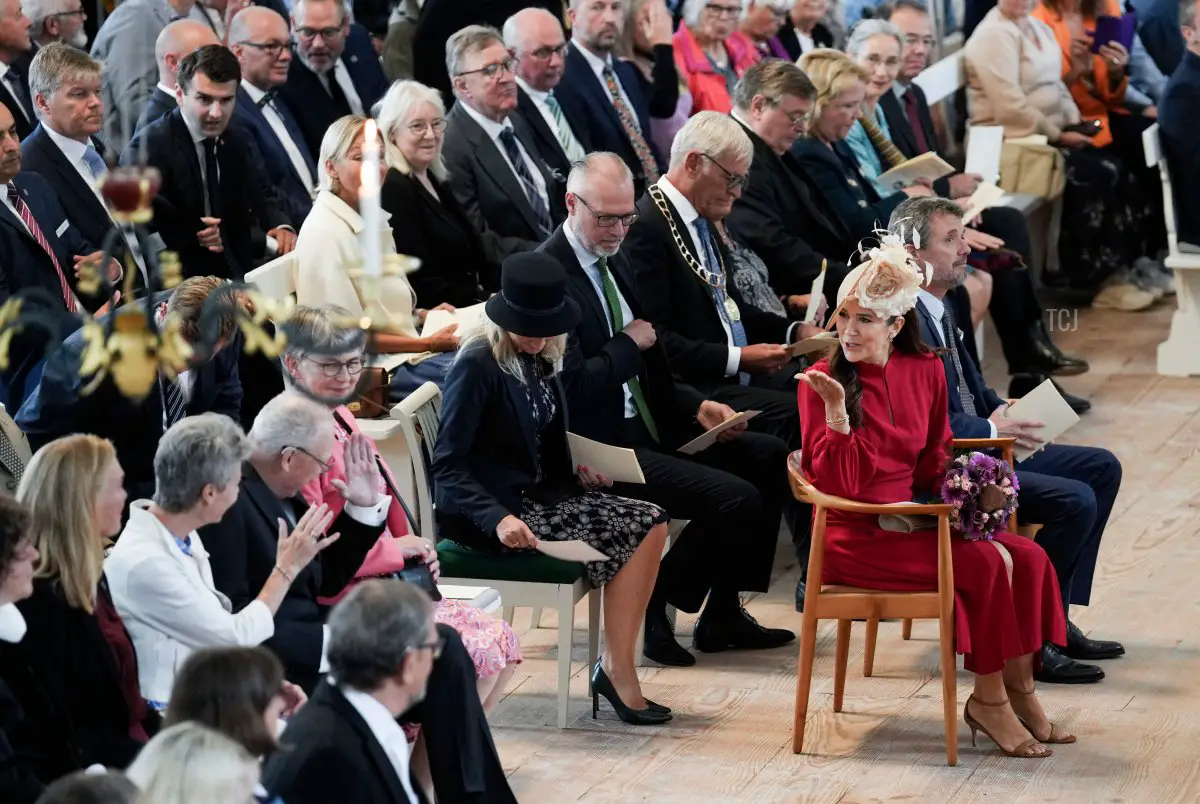 Il Principe Ereditario Frederik e la Principessa Ereditaria Mary di Danimarca partecipano alla celebrazione del 250° anniversario di Christiansfeld nel Jutland meridionale, il 13 agosto 2023 (CLAUS FISKER/Ritzau Scanpix/AFP via Getty Images)