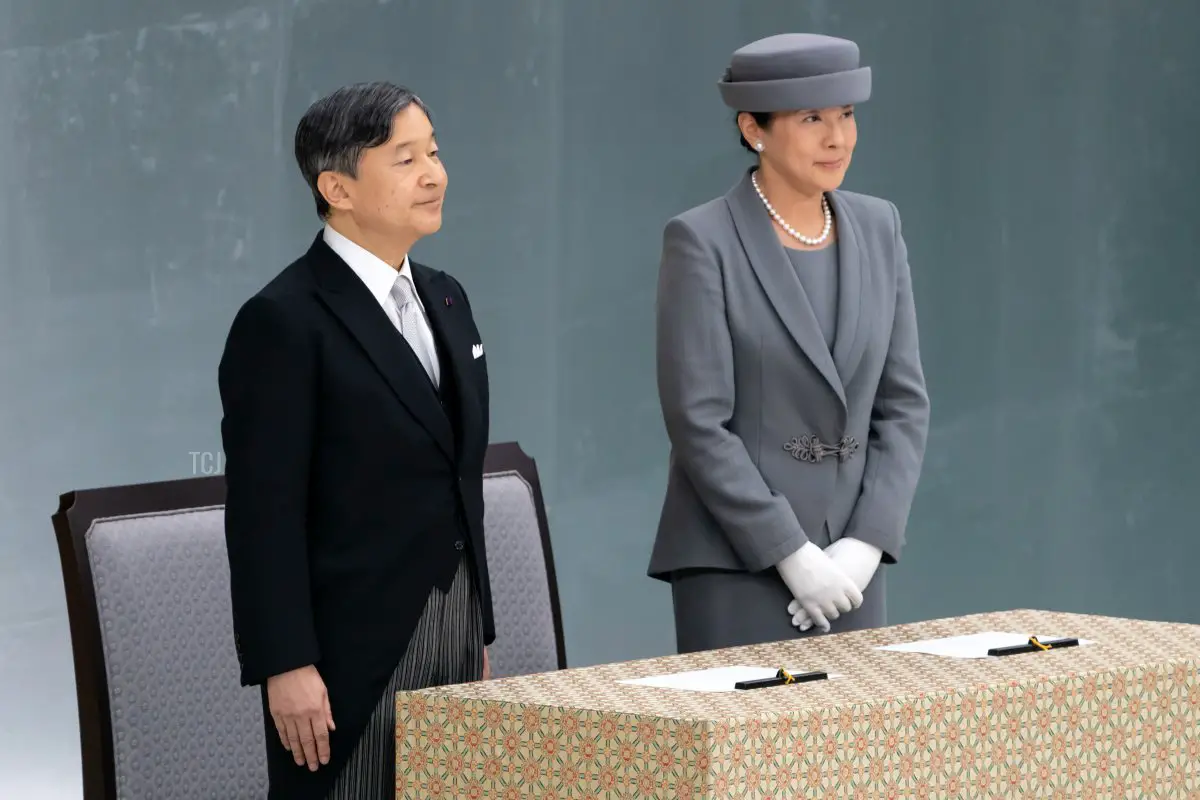 L'Imperatore e l'Imperatrice del Giappone partecipano al Servizio Nazionale di Commemorazione dei Caduti in Guerra il 15 agosto 2023 a Tokyo, Giappone (Tomohiro Ohsumi/Getty Images)