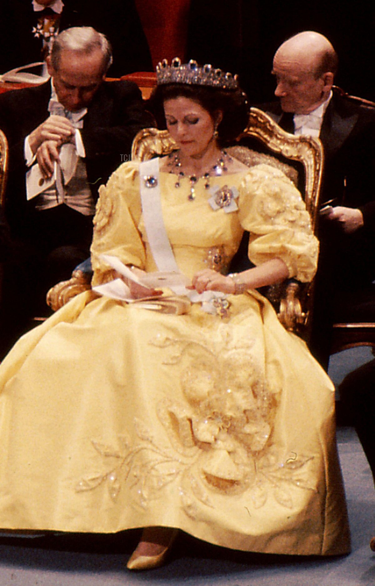 Queen Silvia of Sweden attends the Nobel Prize ceremony in Stockholm on December 10, 1985 (Francis Joseph Dean/Dean Pictures/Alamy)