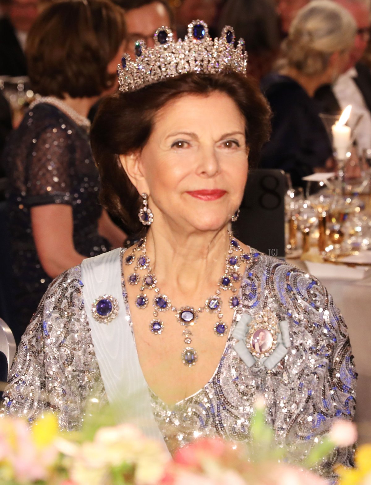 Queen Silvia of Sweden attends the Nobel Prize banquet in Stockholm on December 10, 2016 (SOREN ANDERSSON/AFP via Getty Images)