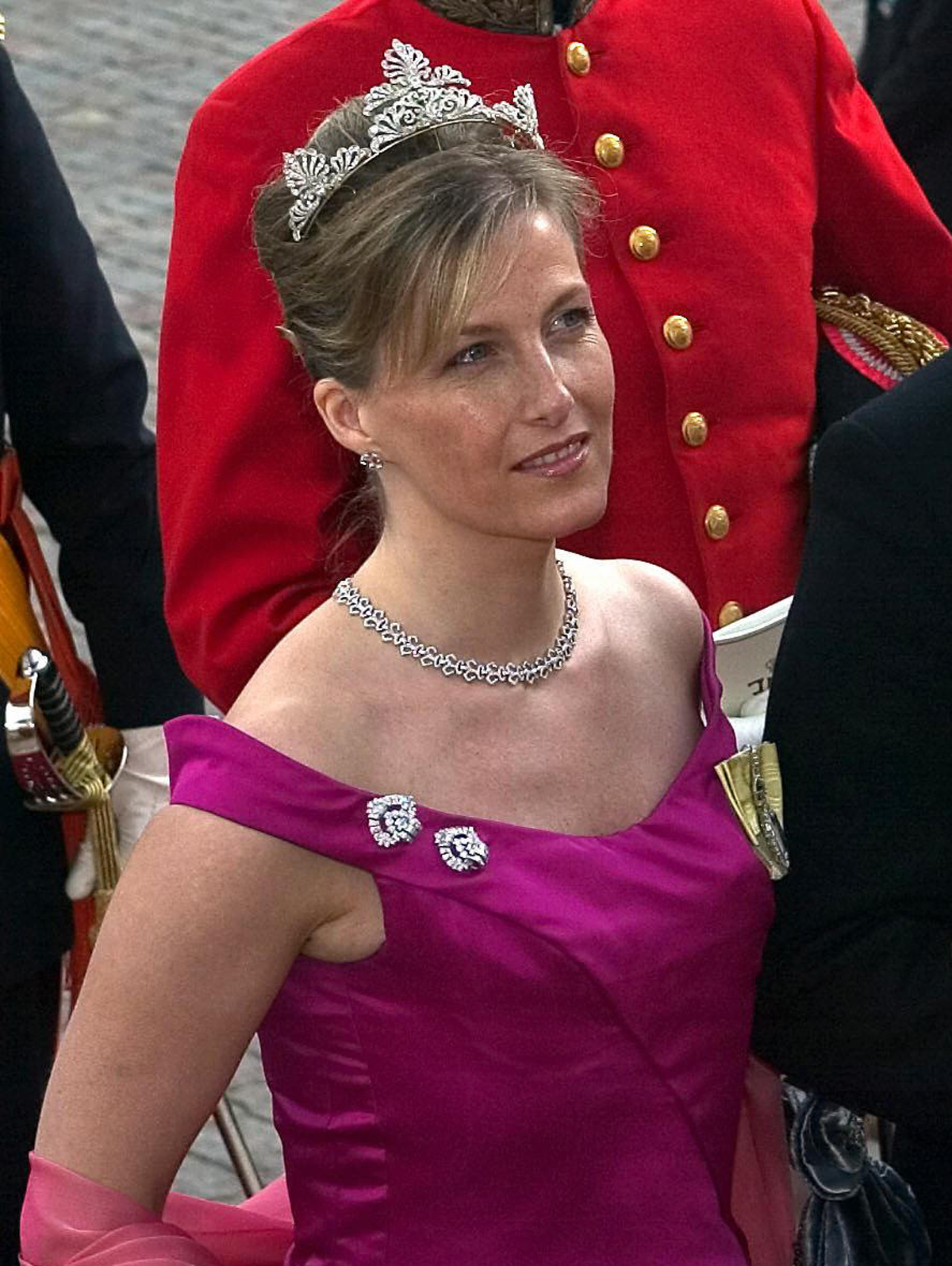 La Contessa di Wessex partecipa al matrimonio del Principe Ereditario Frederik di Danimarca e Mary Elizabeth Donaldson a Copenaghen il 14 maggio 2004 (CLAUS FISKER/AFP/Getty Images)