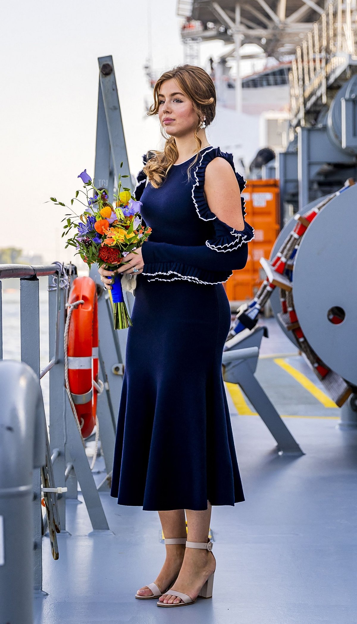 La principessa Alexia dei Paesi Bassi partecipa a una cerimonia di battesimo di una nave a Rotterdam il 9 settembre 2023 (REMKO DE WAAL/ANP/AFP via Getty Images)