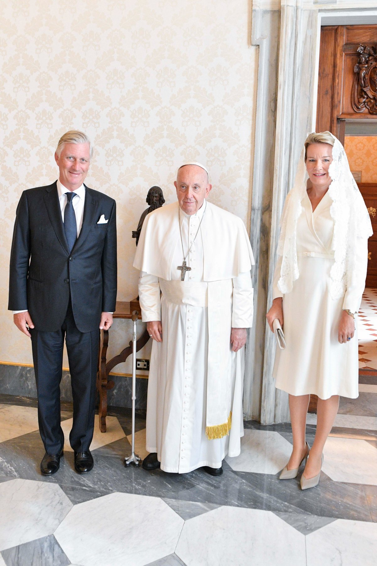 Il Re e la Regina dei Belgi, incontrano Papa Francesco al Vaticano, 14 settembre 2023 (Vatican Media/Belgian Royal Palace)