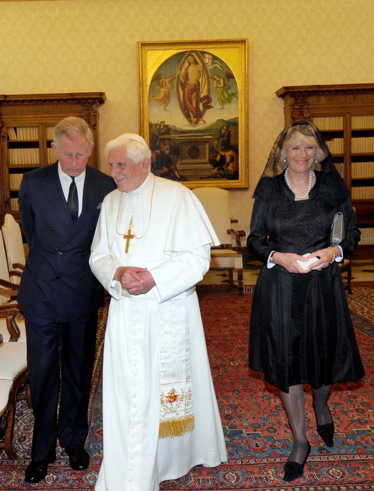 Il Principe di Galles e la Duchessa di Cornovaglia incontrano Papa Benedetto XVI al Vaticano, 27 aprile 2009 (Eric Vandeville-Vatican Pool/Getty Images)