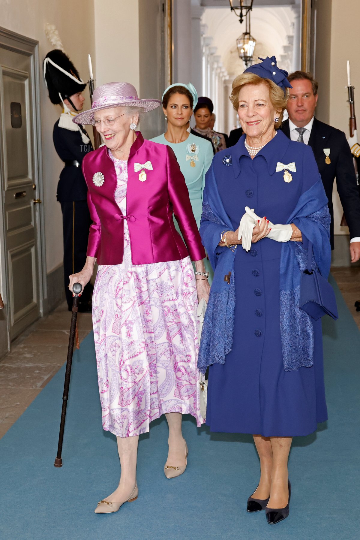 Regina Margrethe II di Danimarca e Regina Anna Maria di Grecia partecipano a un servizio Te Deum al Palazzo Reale di Stoccolma per celebrare il Giubileo d'oro del Re Carlo XVI Gustavo di Svezia il 15 settembre 2023 (Michael Campanella/Getty Images)