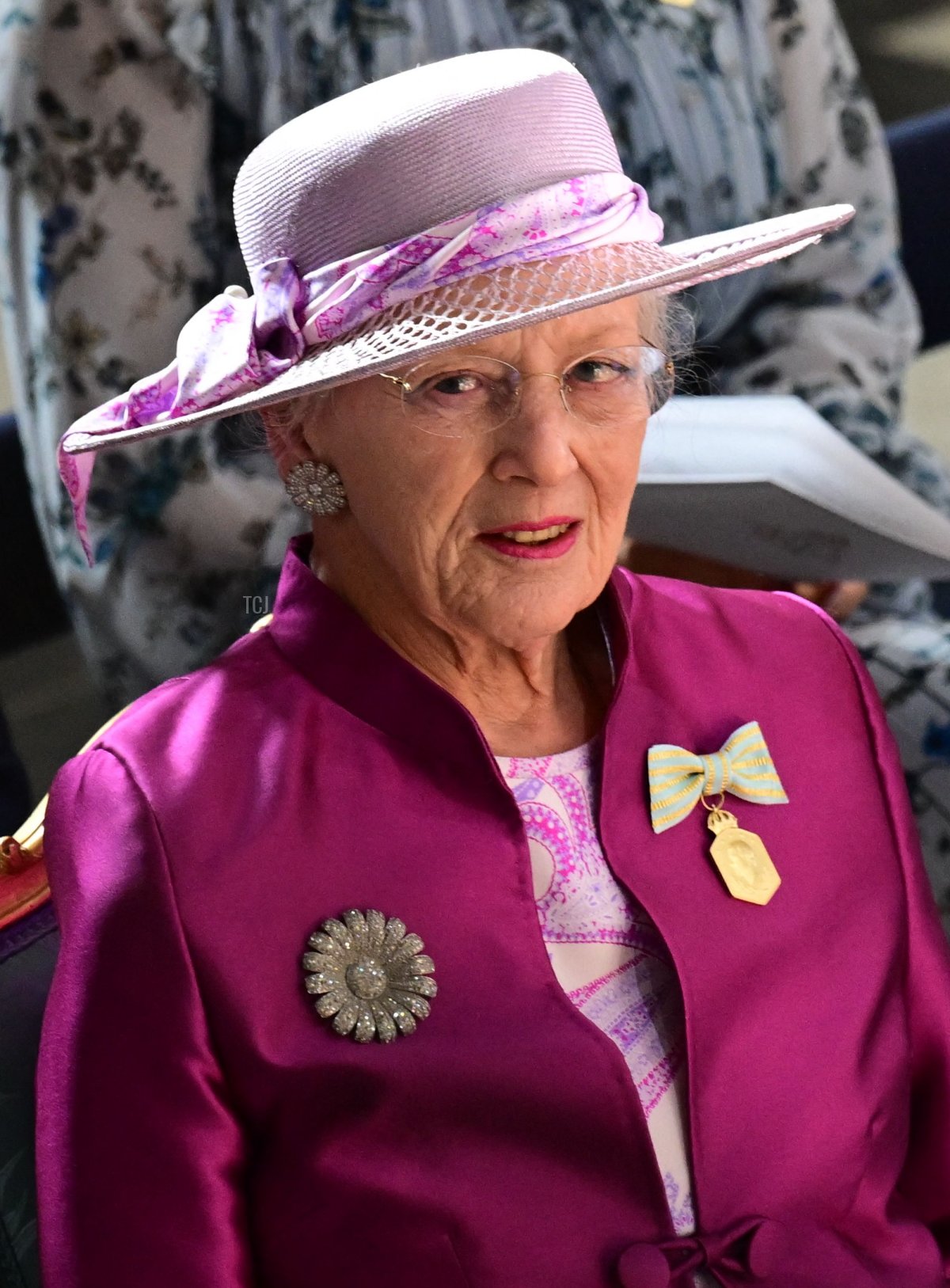 La Regina Margrethe II di Danimarca partecipa a un servizio Te Deum al Palazzo Reale di Stoccolma per celebrare il Giubileo d'oro del Re Carlo XVI Gustavo di Svezia il 15 settembre 2023 (JONAS EKSTROMER/TT News Agency/AFP via Getty Images)