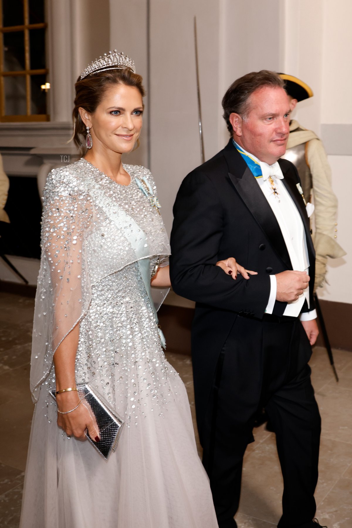 La Principessa Madeleine di Svezia e Christopher O'Neill partecipano al banchetto del Giubileo d'Oro del Re al Palazzo Reale di Stoccolma il 15 settembre 2023 (Michael Campanella/Getty Images)