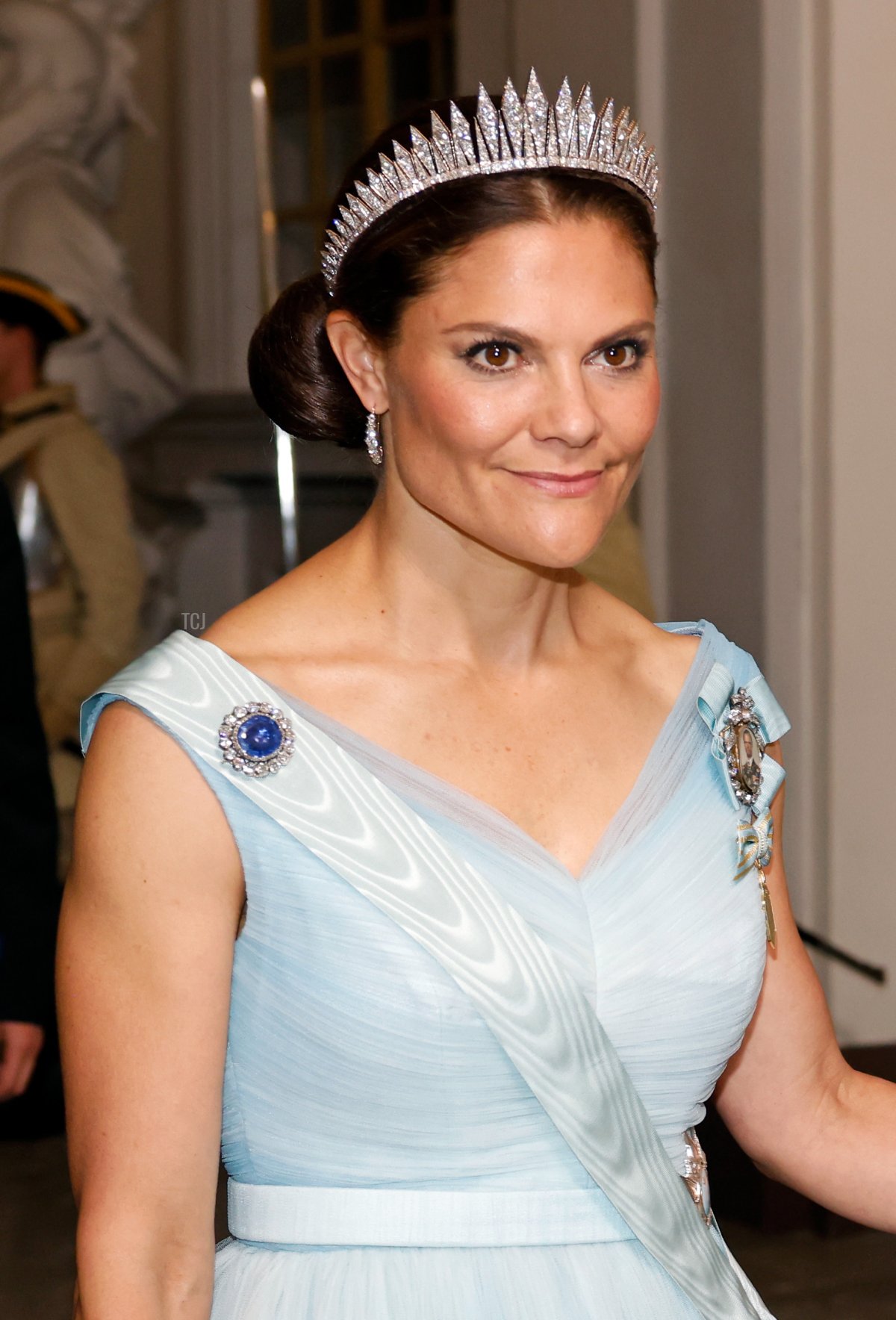 La Principessa Ereditaria Victoria di Svezia partecipa al banchetto del Giubileo d'Oro del Re al Palazzo Reale di Stoccolma il 15 settembre 2023 (Michael Campanella/Getty Images)