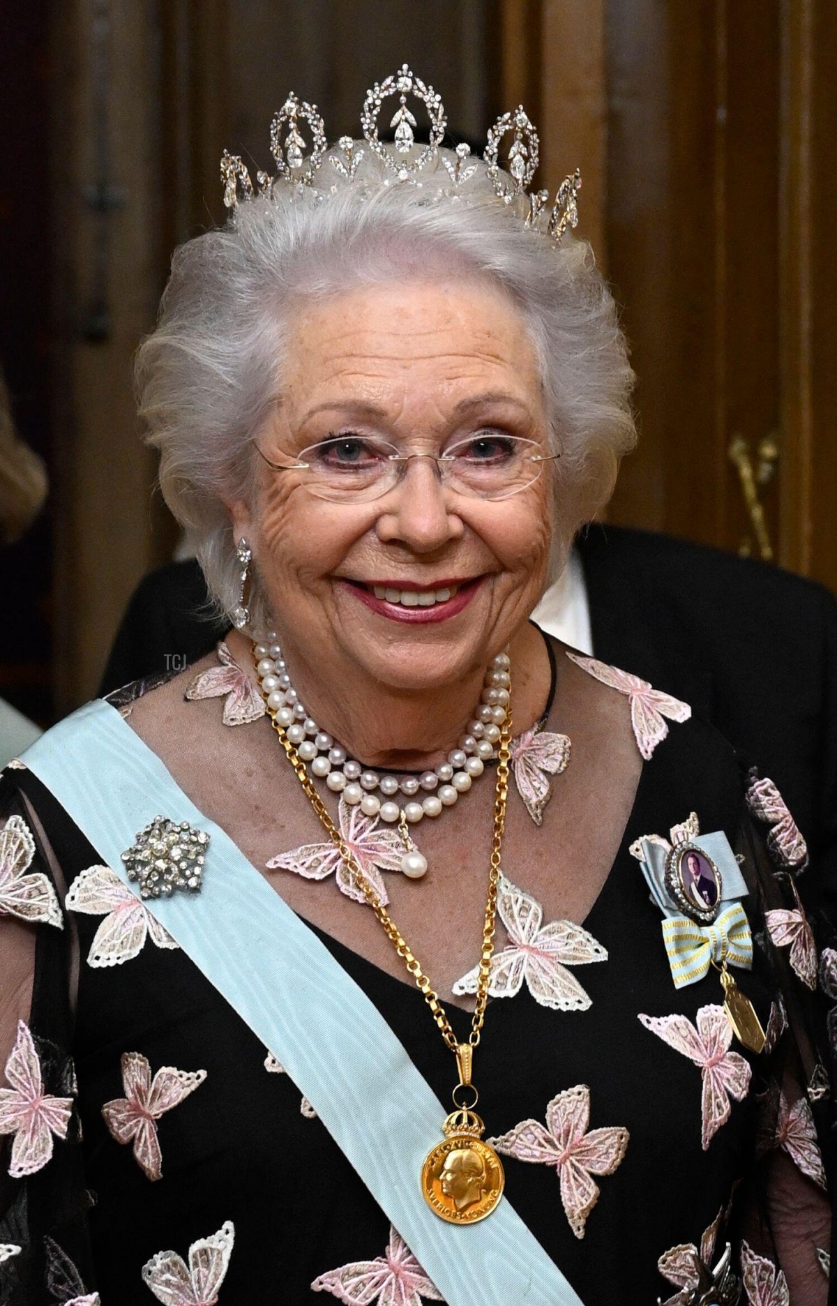 La Principessa Cristina partecipa al banchetto del Giubileo d'Oro del Re al Palazzo Reale di Stoccolma il 15 settembre 2023 (Fredrik Sandberg/TT News Agency/Alamy)