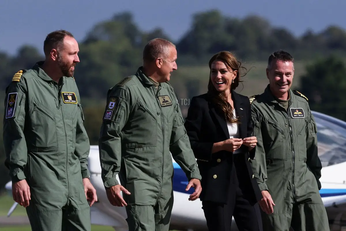 La Principessa di Galles visita la Royal Naval Air Station Yeovilton il 18 settembre 2023 (ADRIAN DENNIS/AFP via Getty Images)