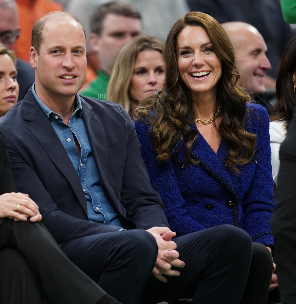 Il Principe e la Principessa di Galles guardano i Boston Celtics giocare contro i Miami Heat al TD Garden di Boston il 30 novembre 2022 (Paul Edwards - Pool/Getty Images)