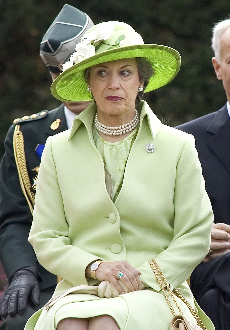 La Principessa Benedikte di Danimarca partecipa a una cerimonia di commemorazione del 60° anniversario della resa tedesca durante la Seconda Guerra Mondiale il 5 maggio 2005 a Mindelunden, Danimarca (THORKILD AMDI/AFP via Getty Images)