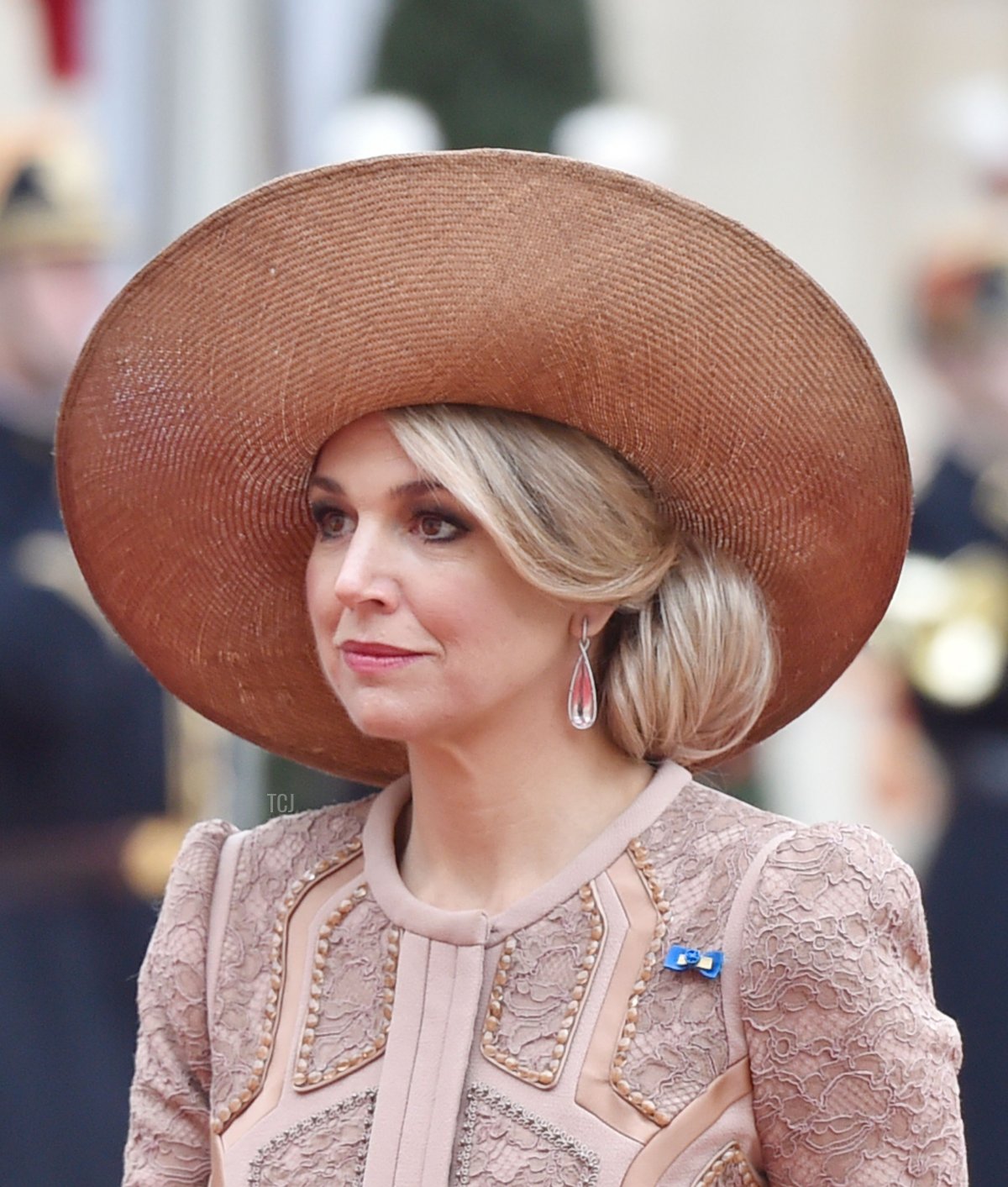 La Regina Maxima dei Paesi Bassi arriva al Palazzo dell'Elysee a Parigi il 10 marzo 2016 (ALAIN JOCARD/AFP tramite Getty Images)