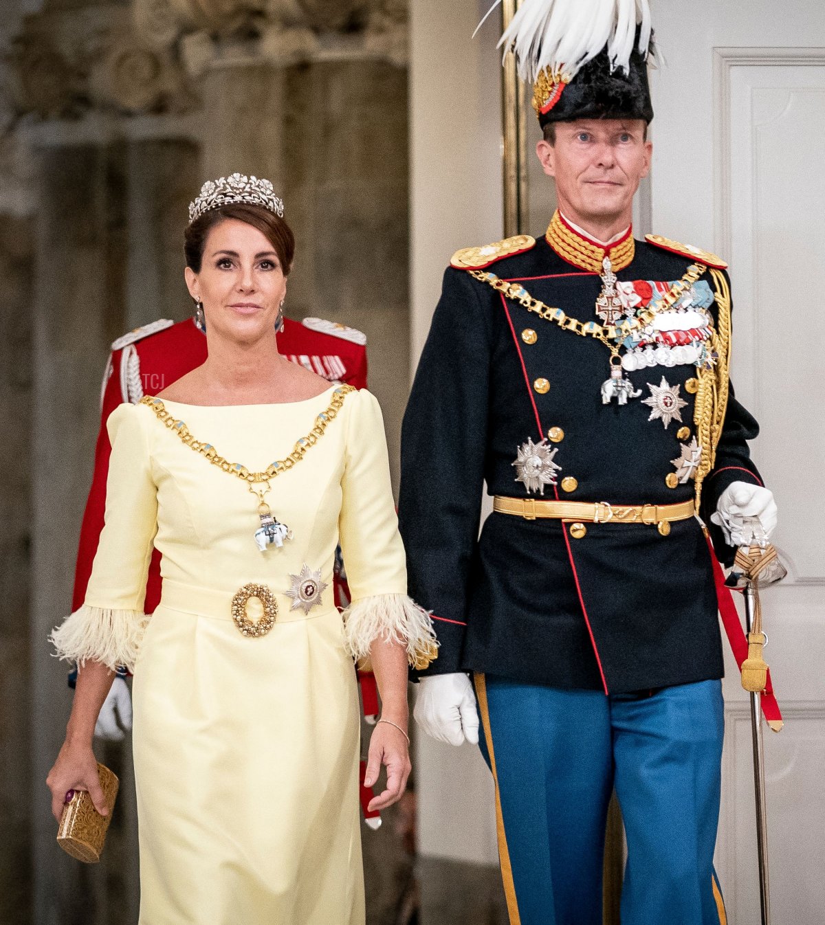 Il Principe Joachim e la Principessa Marie di Danimarca partecipano a un banchetto di gala al Palazzo Christiansborg a Copenaghen per celebrare il Giubileo d'Oro della Regina di Danimarca l'11 settembre 2022 (MADS CLAUS RASMUSSEN/Ritzau Scanpix/AFP via Getty Images)