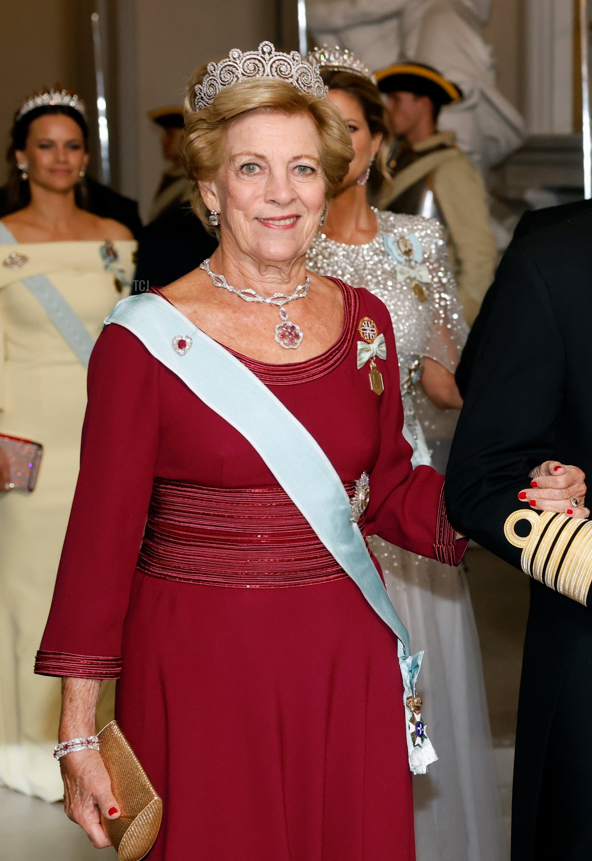 La Regina Anne-Marie di Grecia partecipa a un banchetto di gala al Palazzo Reale di Stoccolma per celebrare il Giubileo d'Oro del Re di Svezia il 15 settembre 2023 (Michael Campanella/Getty Images)