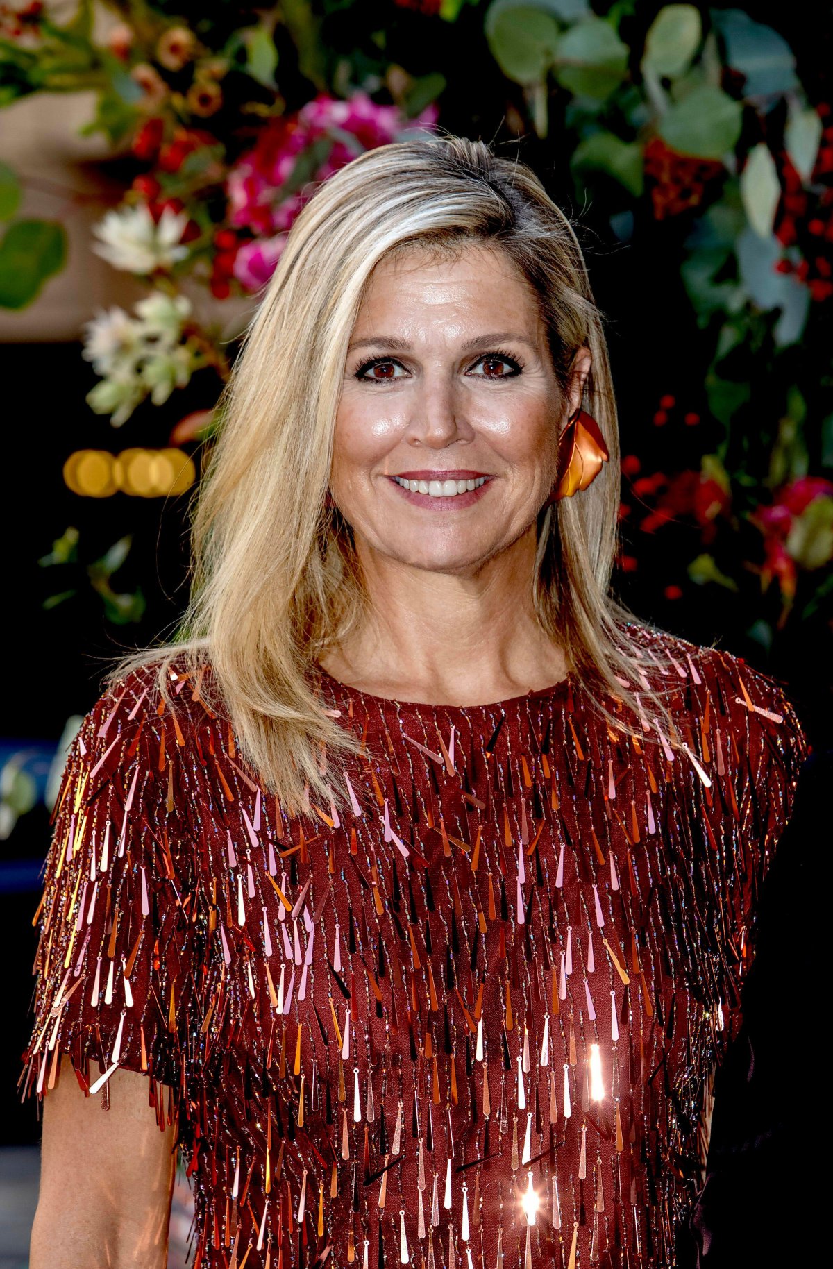 La regina Maxima dei Paesi Bassi arriva per un'esibizione al Teatro Statale di Pretoria durante la visita di stato olandese in Sudafrica il 19 ottobre 2023 (Albert Nieboer/DPA Picture Alliance/Alamy)