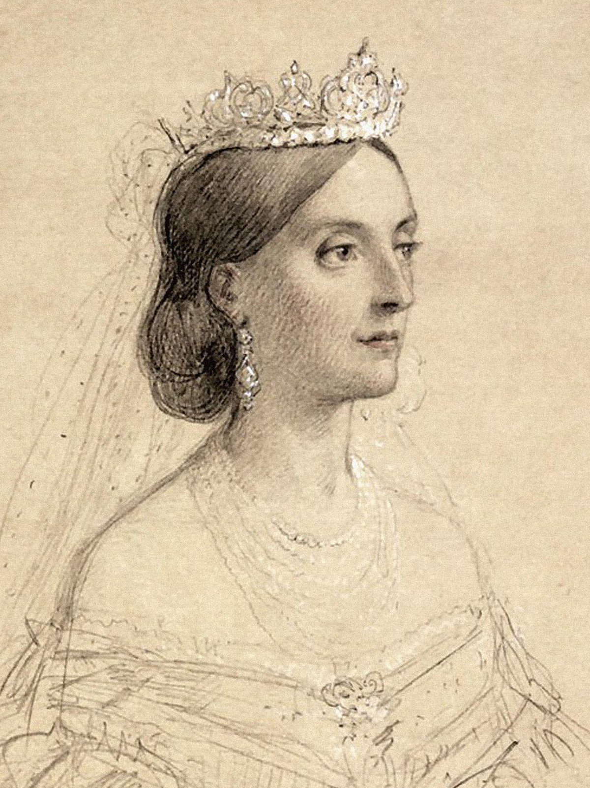 Elizabeth Wellesley, Duchessa di Wellington, in un disegno di George Housman Thomas per il suo dipinto del matrimonio del Principe e della Principessa di Galles, 1863 (Painters/Alamy)