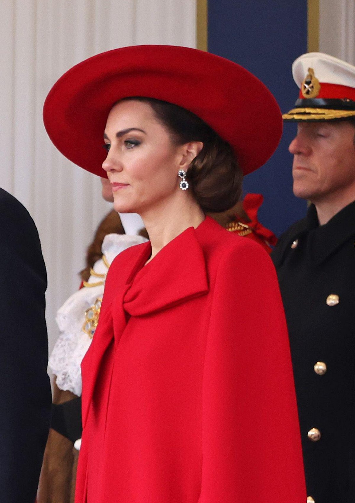 La Principessa di Galles partecipa a una cerimonia di benvenuto ufficiale per il Presidente della Corea del Sud presso Horse Guards Parade a Londra il 21 novembre 2023 (Chris Jackson/PA Images/Alamy)