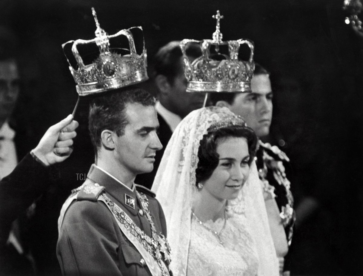 Re Juan Carlos e Regina Sofia nel giorno delle nozze, 1962